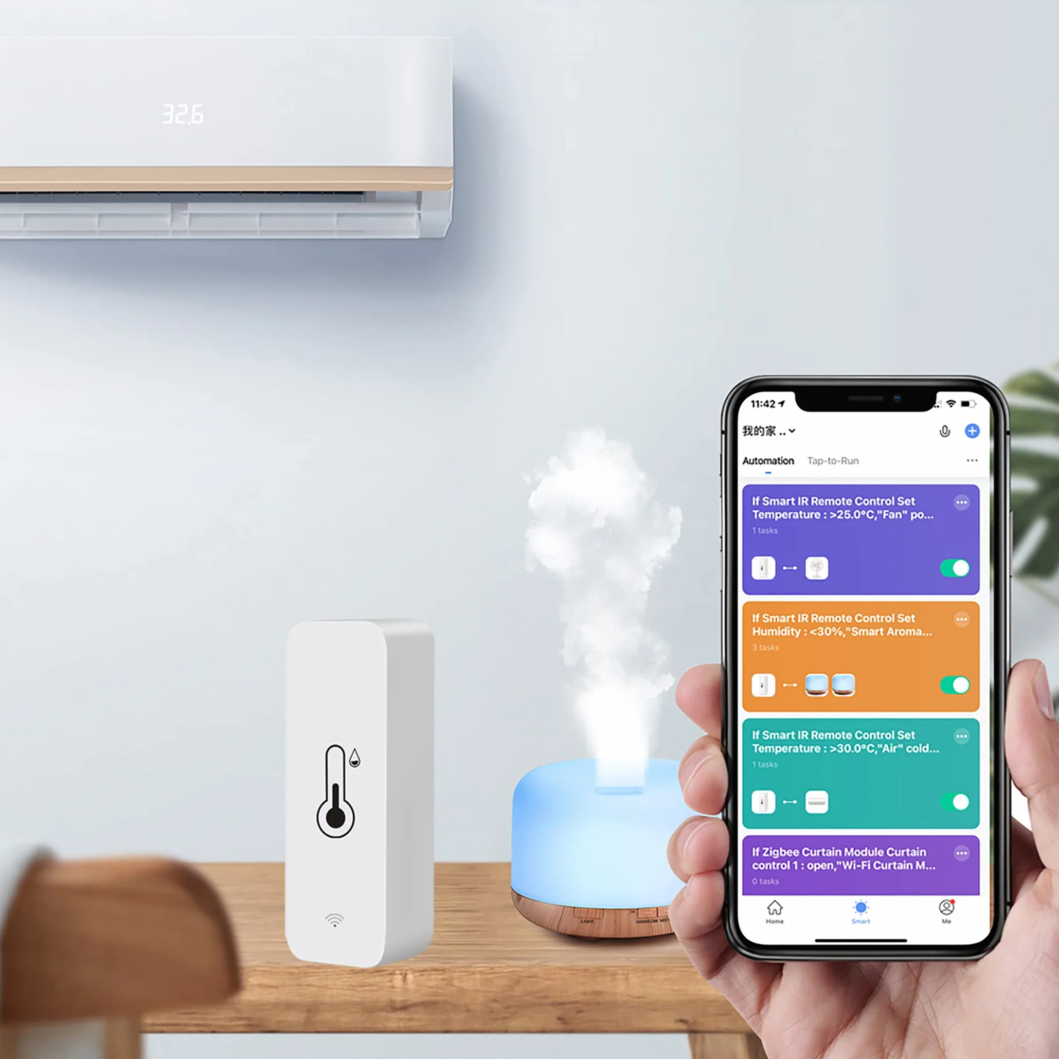 Sensor de higrómetro termómetro WiFi para hogar, inalámbrico, alerta por app remota, funciona con Tuya (2 unidades)