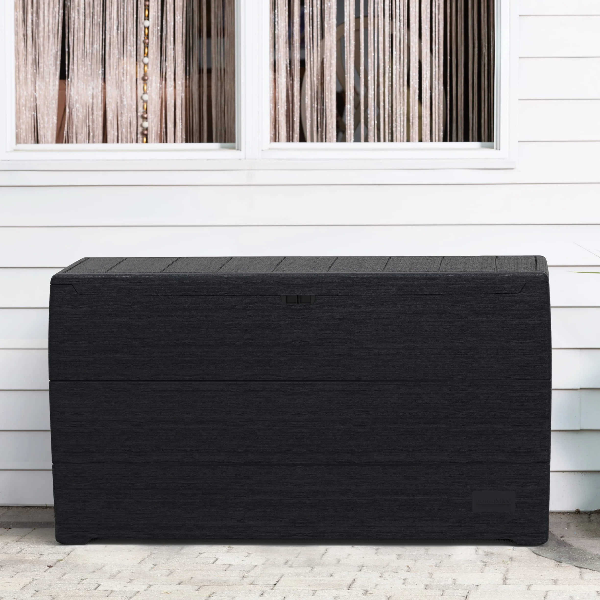 Duramax Durabox Caja de almacenamiento 270 litros 71 galones, organizador de jardín, plástico, gris oscuro