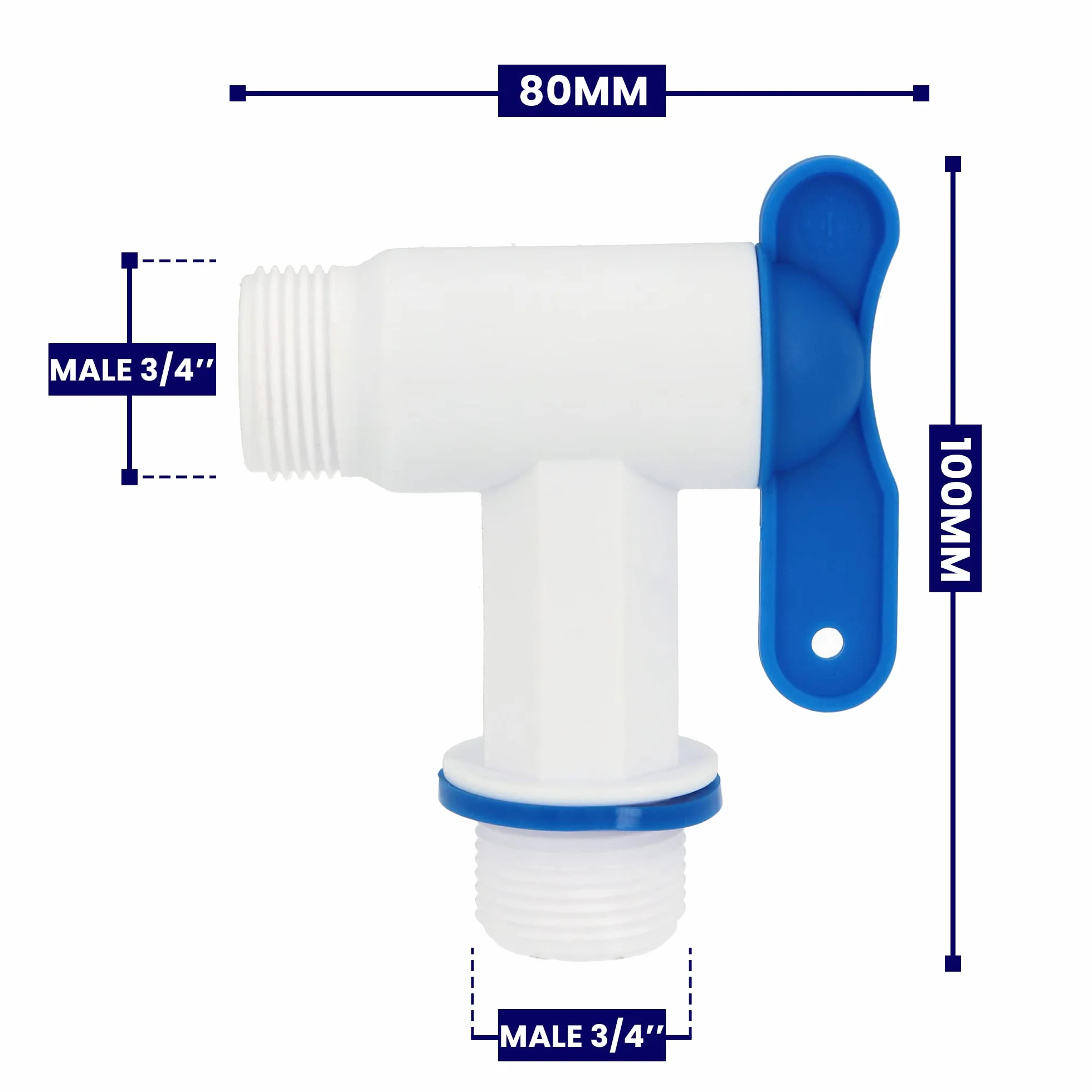 Grifo de plástico para depósito de lluvia IBC Connector 3/4'' AG x 3/4'' AG