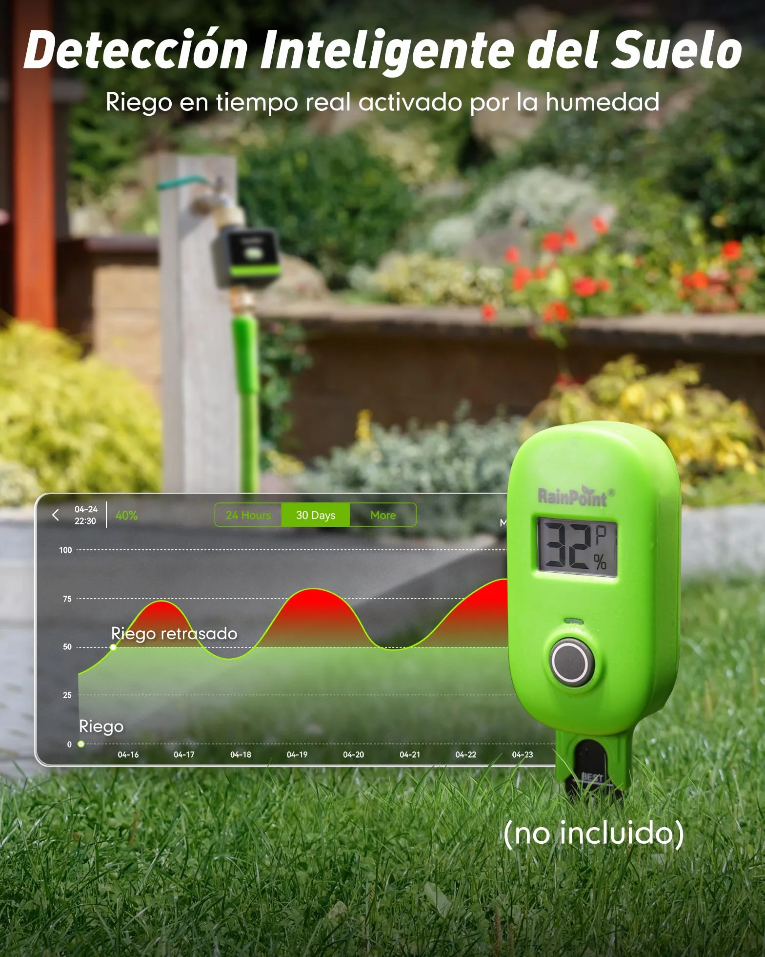 RAINPOINT Programador Riego WiFi, Temporizador de Riego Inteligente con Entrada y Salida de Latón y Gateway 100m