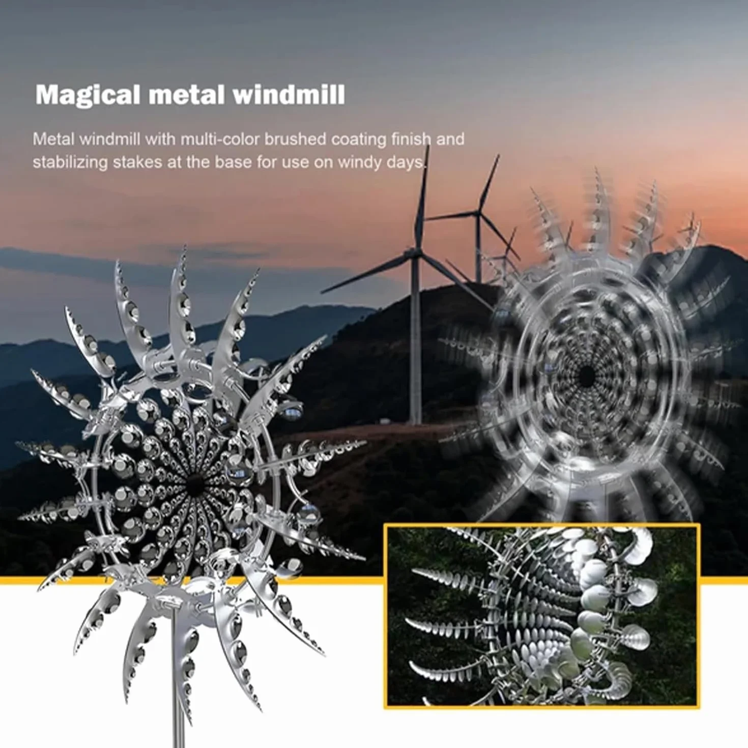 Molino de Viento Metálico 3D Kinetic Wind Spinner para Jardín