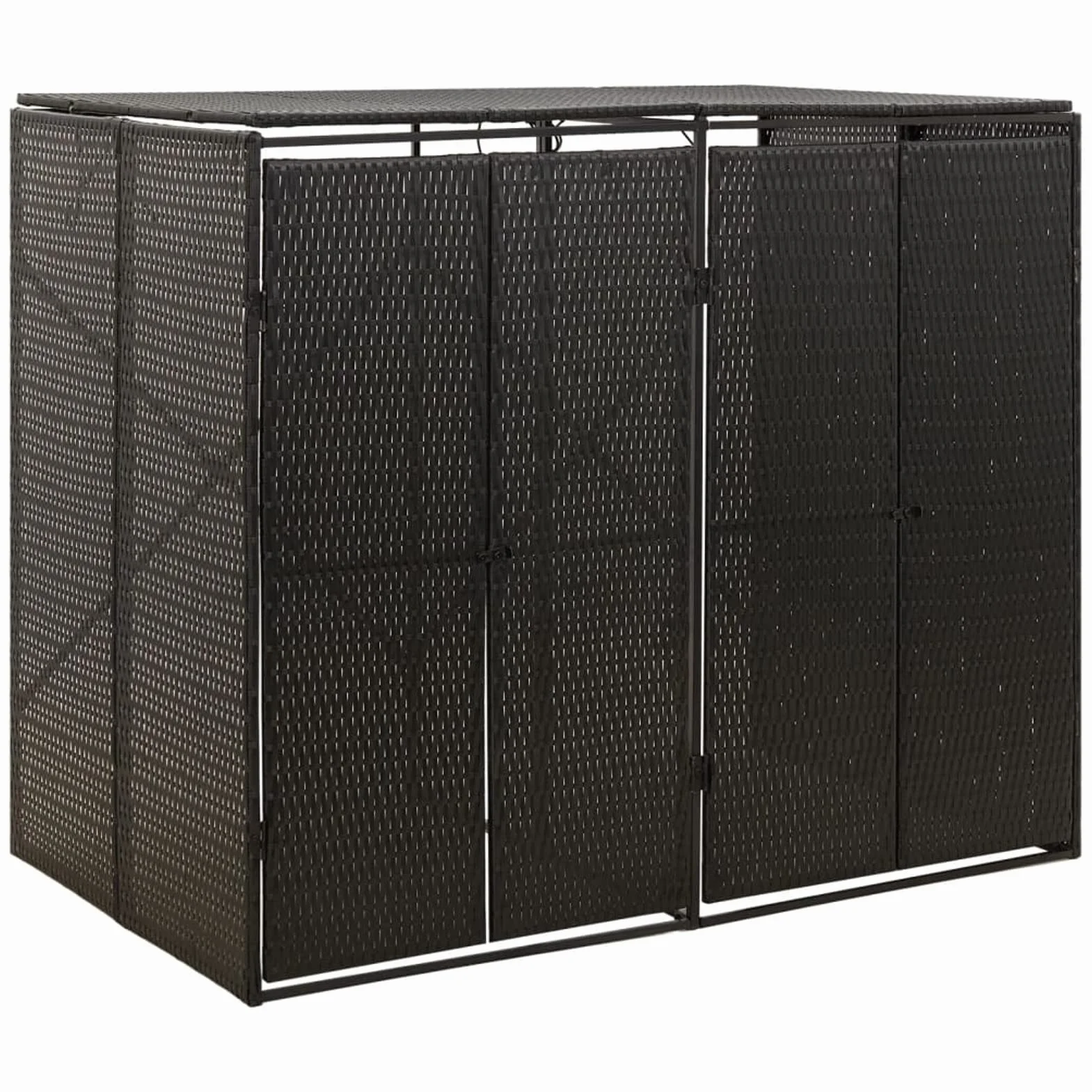 Gecheer Cobertizo Basura Exterior 140x80x117cm Negro PE para 2 Contenedores