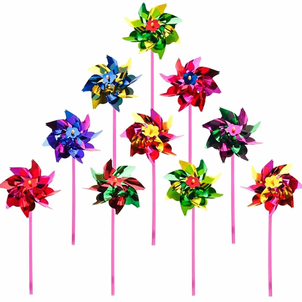 36 Piezas Molino de Viento Plástico Arco Iris Juguete Decoración Jardín Césped