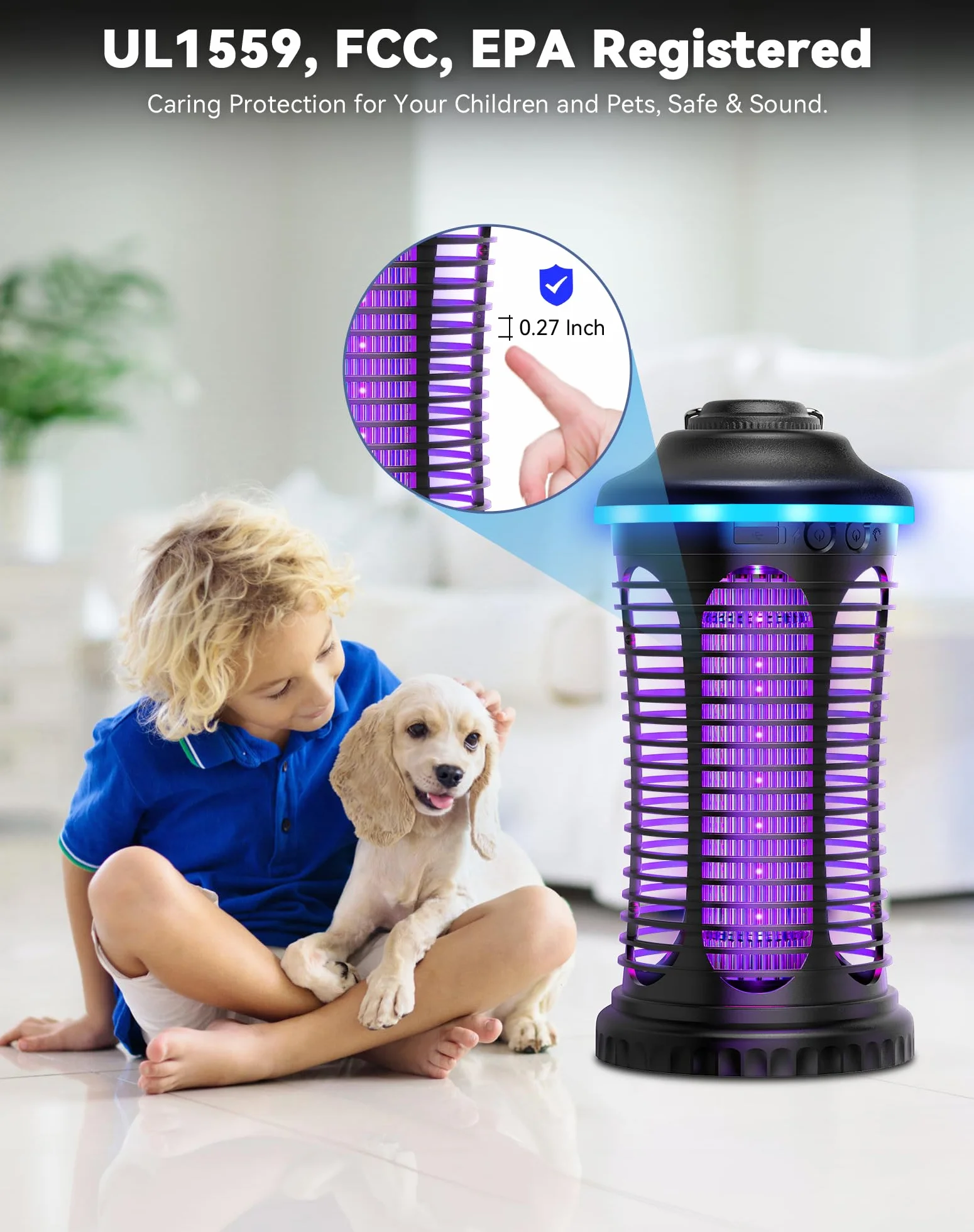Lámpara Antimosquitos Eléctrica 4000 mAh Portátil USB Recargable Insect Killer 2000 V Trampa Luz LED Exterior Interior Hogar