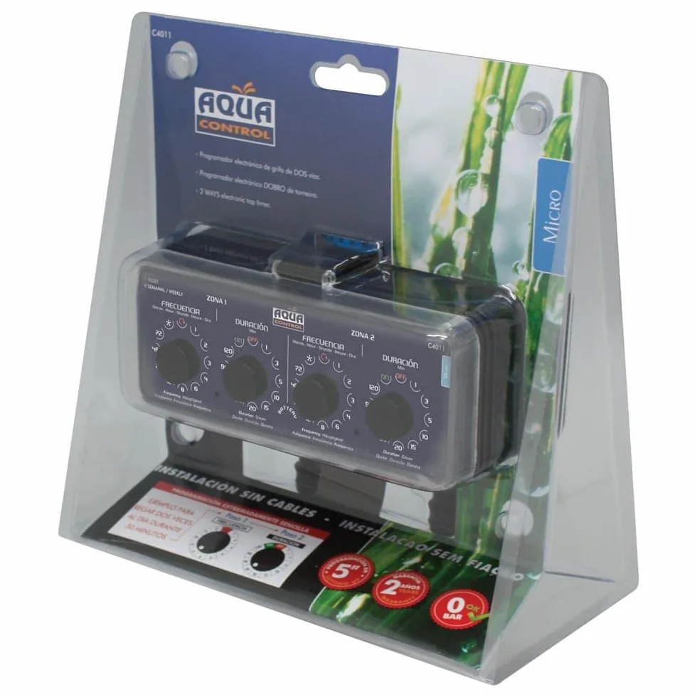 Programador de Riego Aqua Control C4011 con 2 Salidas Independientes para Jardín