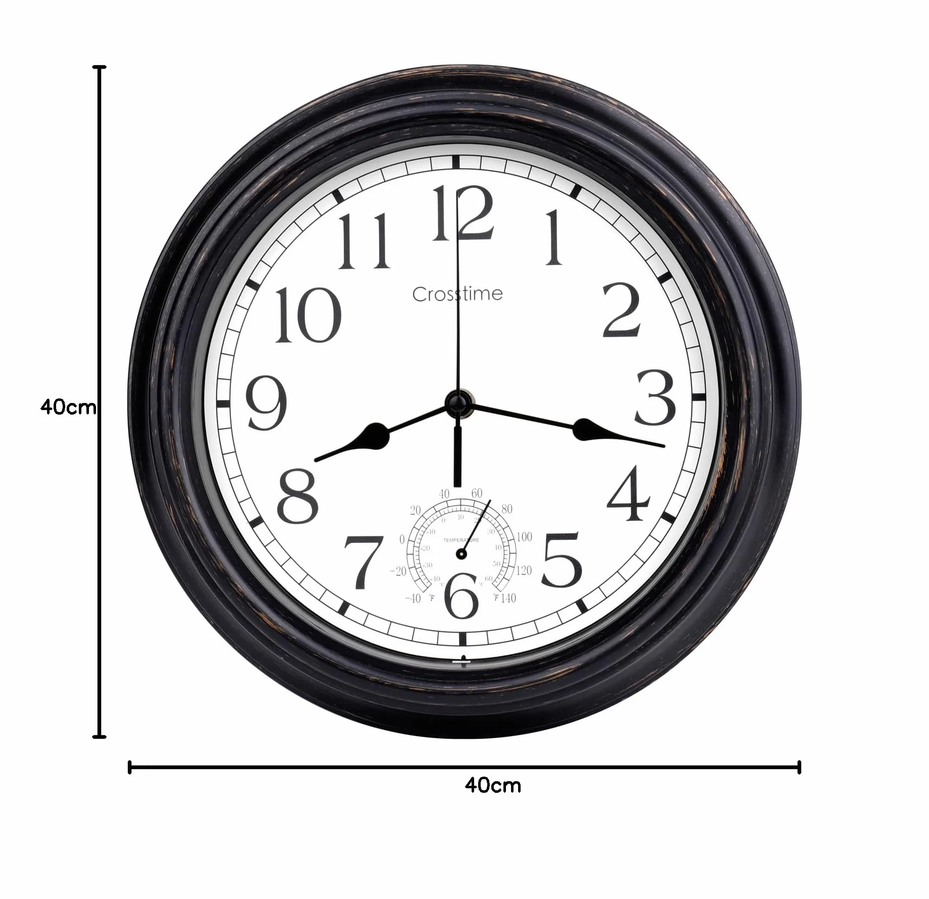 Reloj de Pared Grande 16 Pulgadas Impermeable con Termómetro Bronce para Exteriores