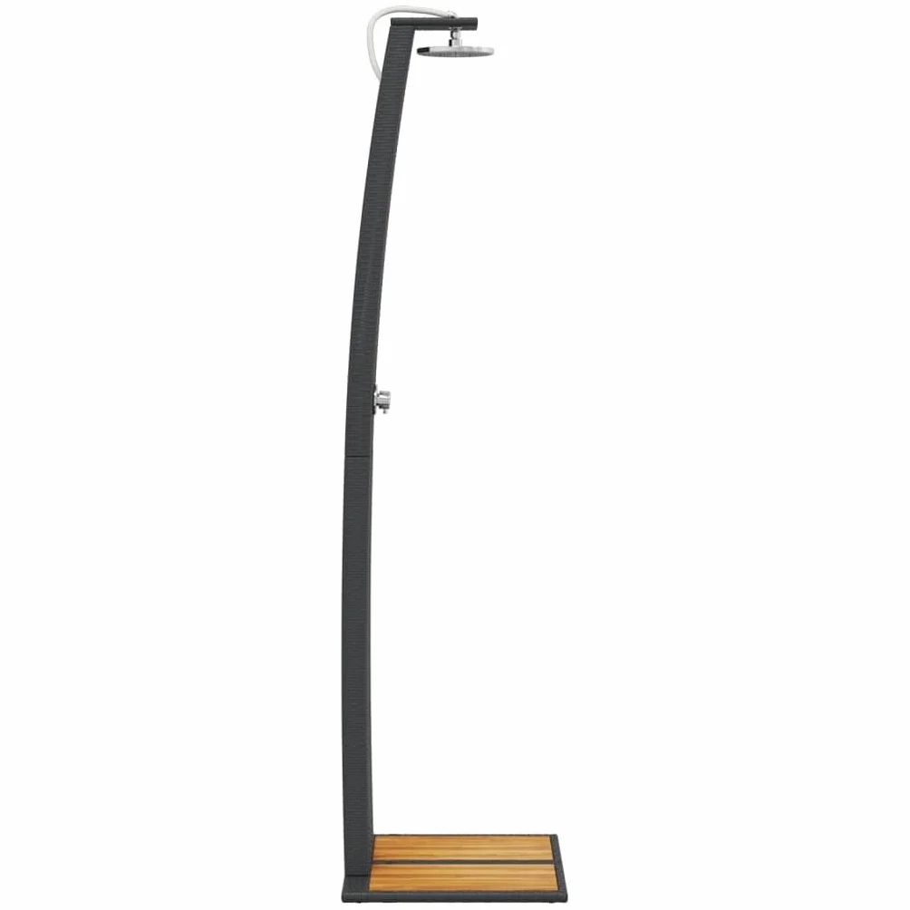 vidaXL Ducha Exterior con Rociador Giratorio, Ratán PE y Madera Acacia Negro