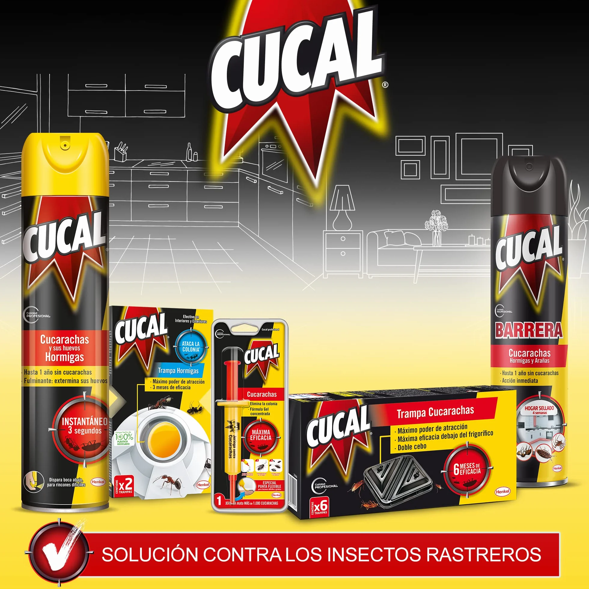 Cucal Insecticida Trampa Cucarachas Doble Cebo, 6 Unidades