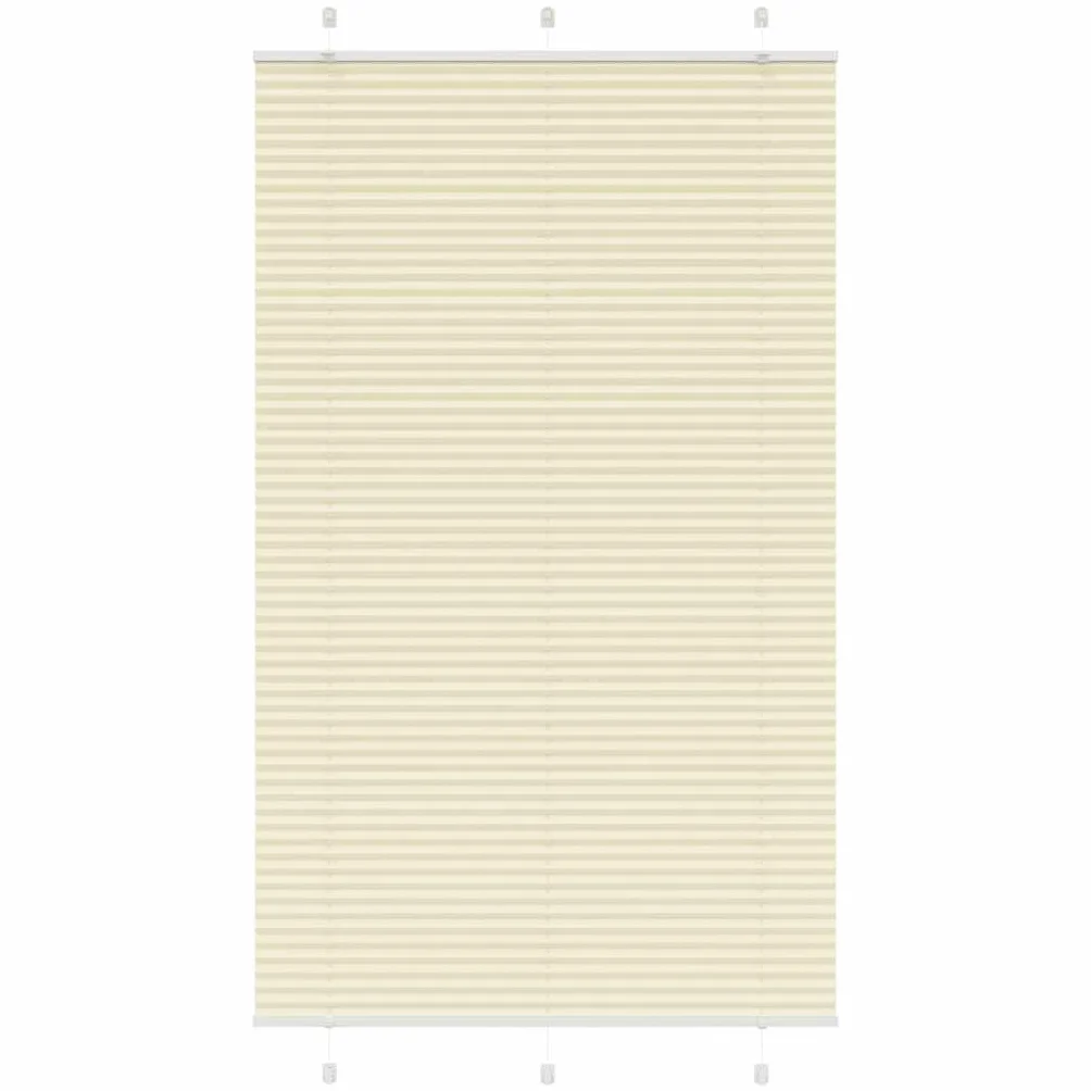 Estor plisado crema 110 x 200 cm, protección visual sin agujeros, 100% poliéster, protección solar para ventanas, balcón, baño y oficina
