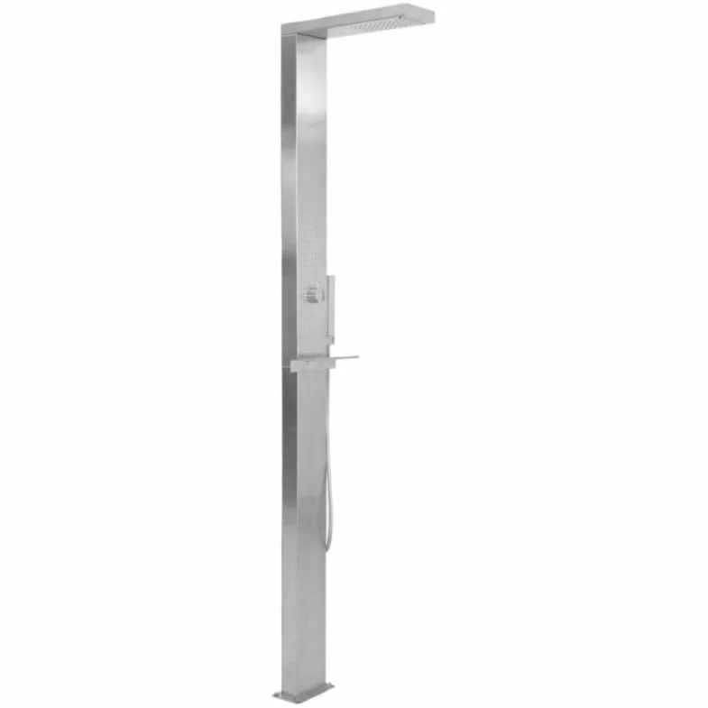 vidaXL Ducha Exterior Acero Inoxidable Curvado Juego Completo