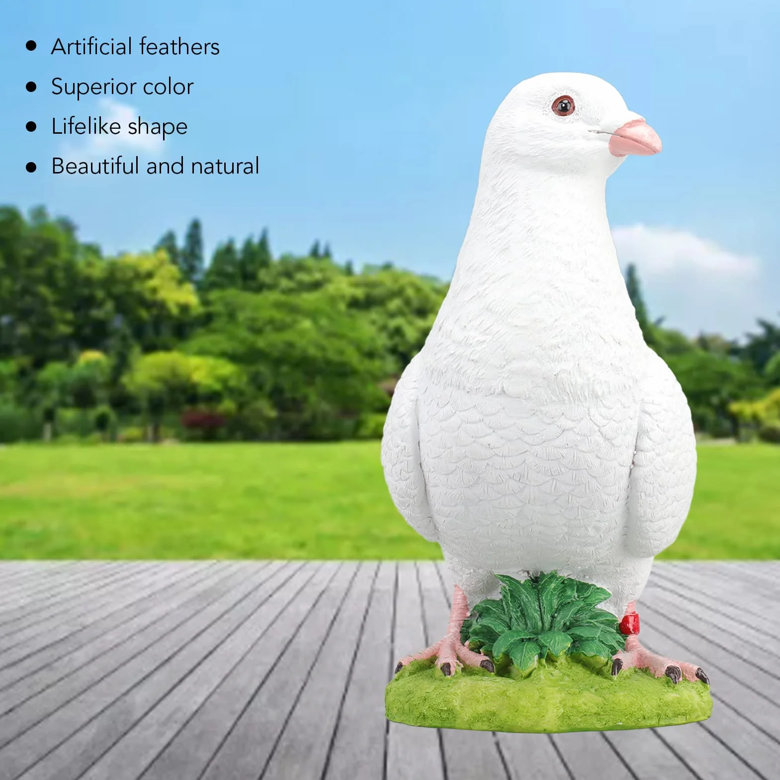 Buachois Modelo de Paloma Blanca, Adorno de jardín de Modelo de pájaro de Resina sintética, artesanía de Resina rústica de pájaro de simulación vívida para decoración de Vacaciones en el hogar(#1)