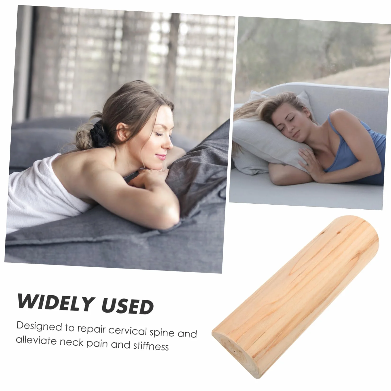 Mikinona Almohada de Madera para Masaje Cervical de 7 Cm Diseño Redondo para Uso en Sauna y Baño de Vapor