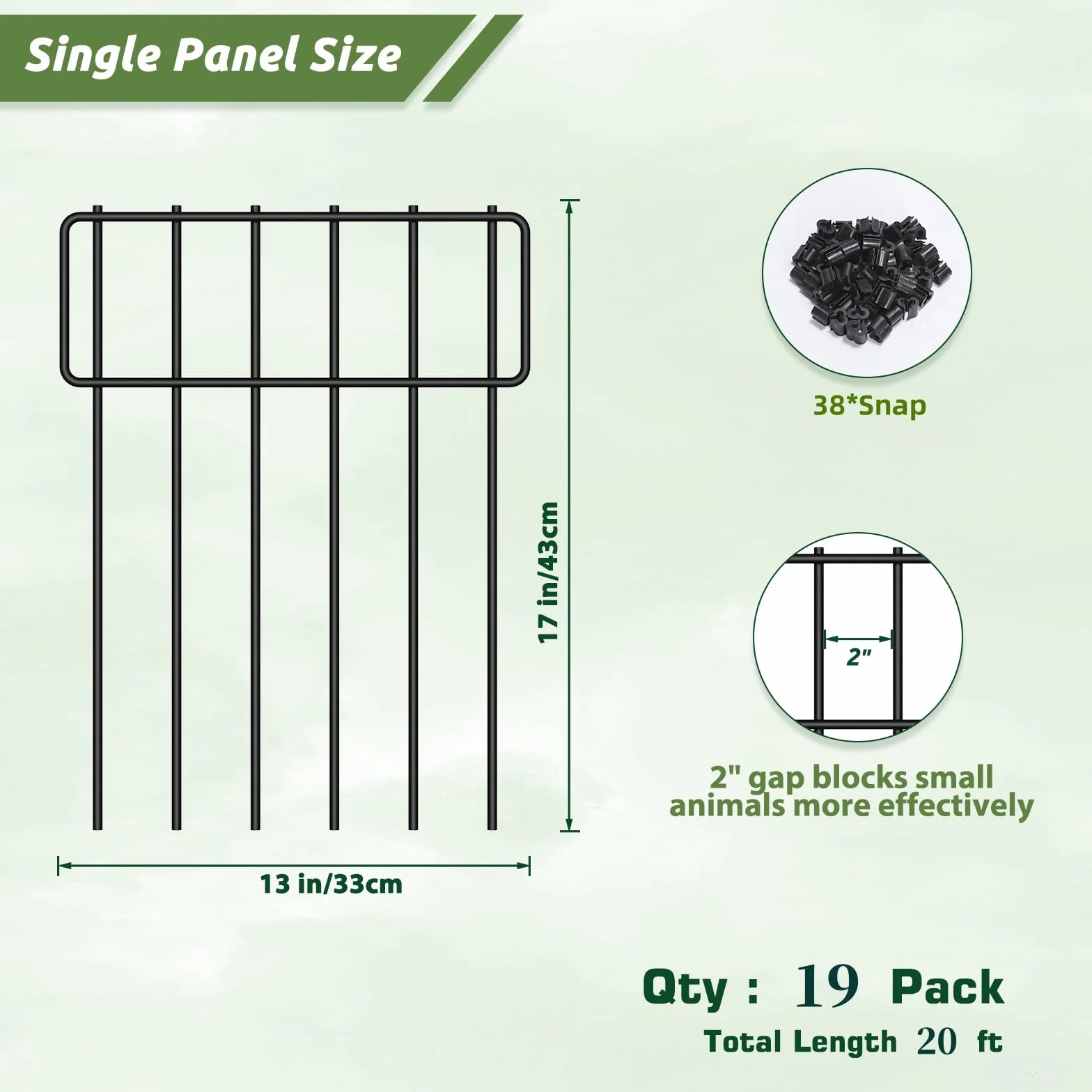 LIANTRAL Vallas de jardín, barreras animales, Valla metálica, 19 piezas | Valla decorativa al aire libre, vallas animales para perros y conejos, valla sin excavación, Antióxido, total 43 cm x 6,27 m