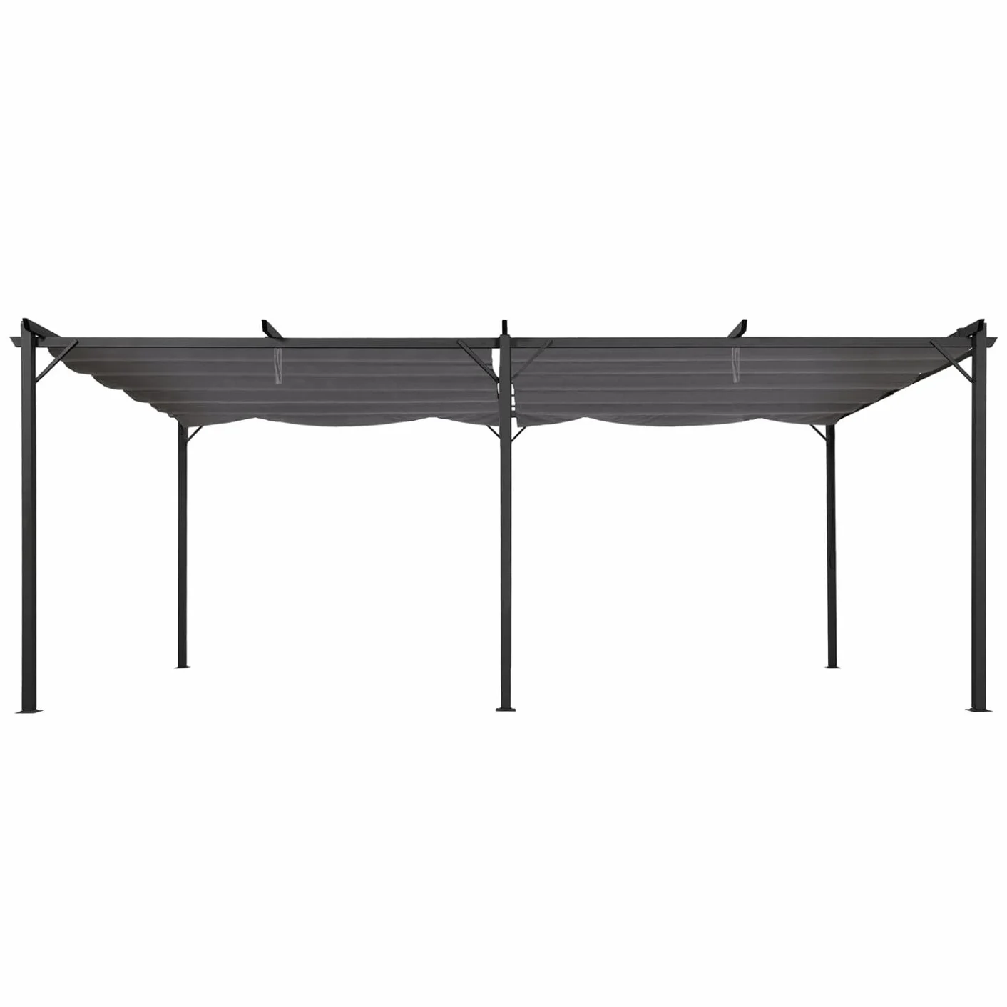 Pérgola con techo retráctil de 3 x 6 m, cenador gris antracita