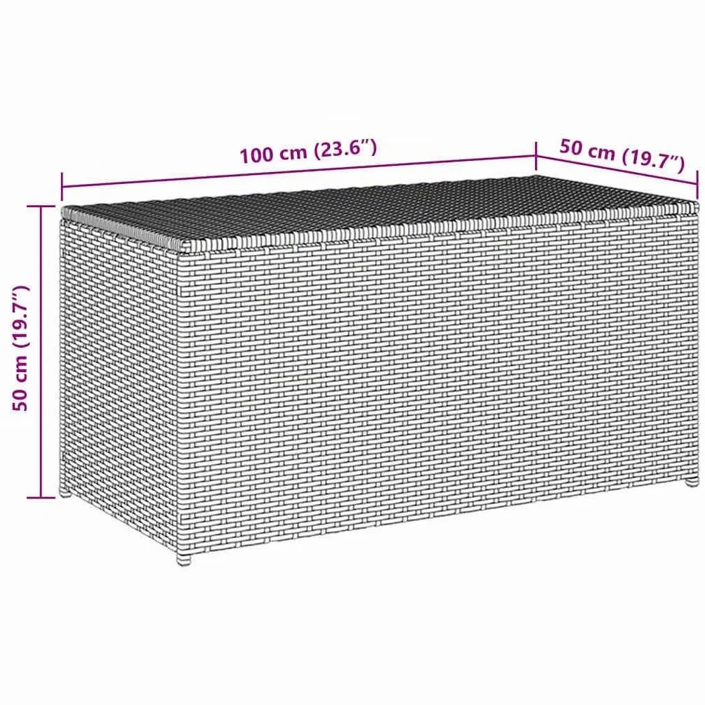 vidaXL Caja de Almacenaje Jardín Ratán Sintético 100x50x50 cm Negro