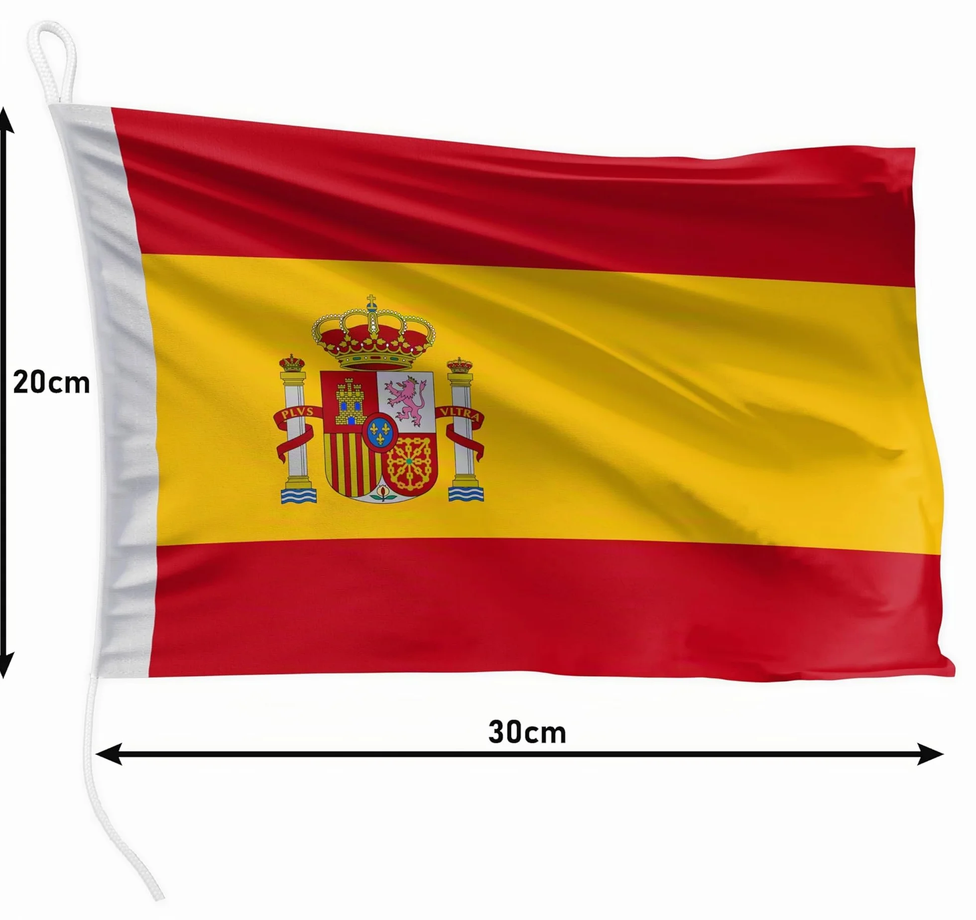 Bandera de barco España 30x20 cm apaisada 115g/m² tela impresa con cuerda y lazo