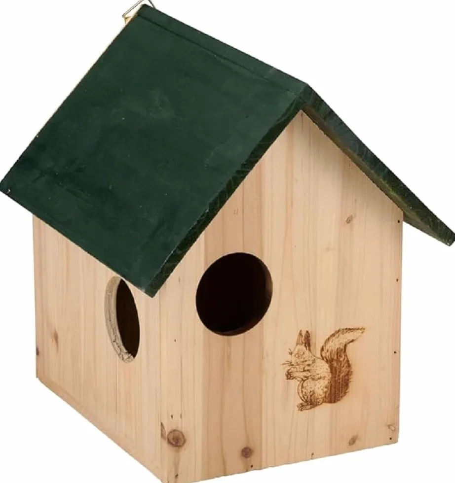 Caseta de alimentación para Ardilla con 3 Aberturas, 25 x 26 x 28 cm, Accesorios de jardín