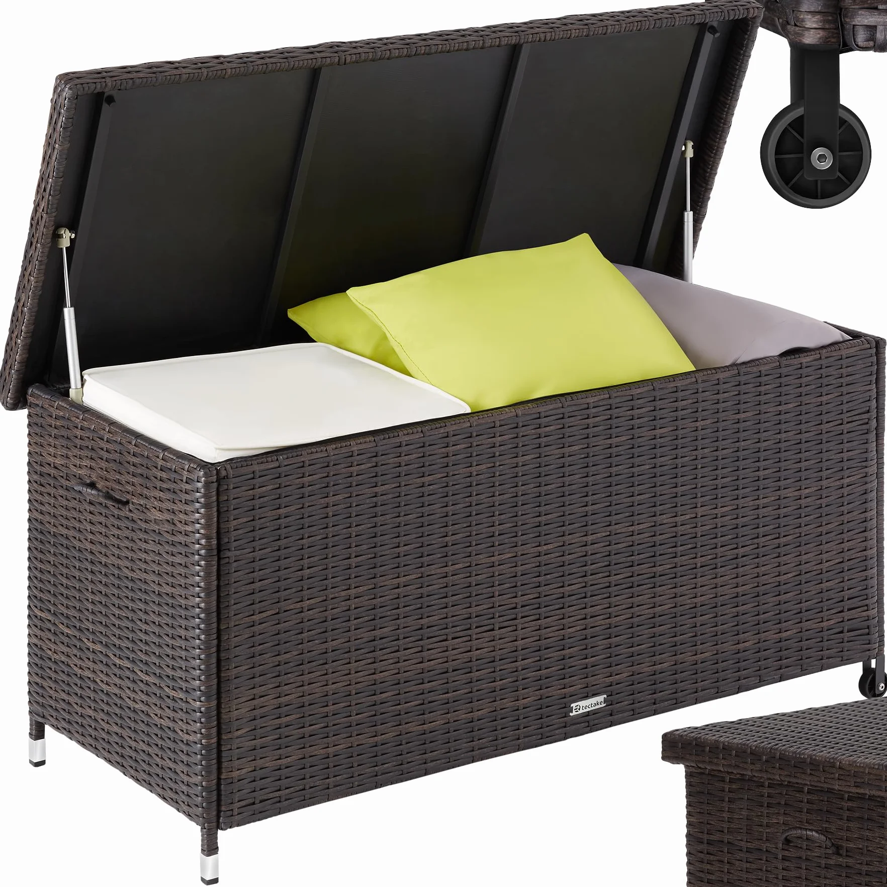 tectake Baúl de Almacenaje Exterior Polirratán 270L 121x56x60 cm