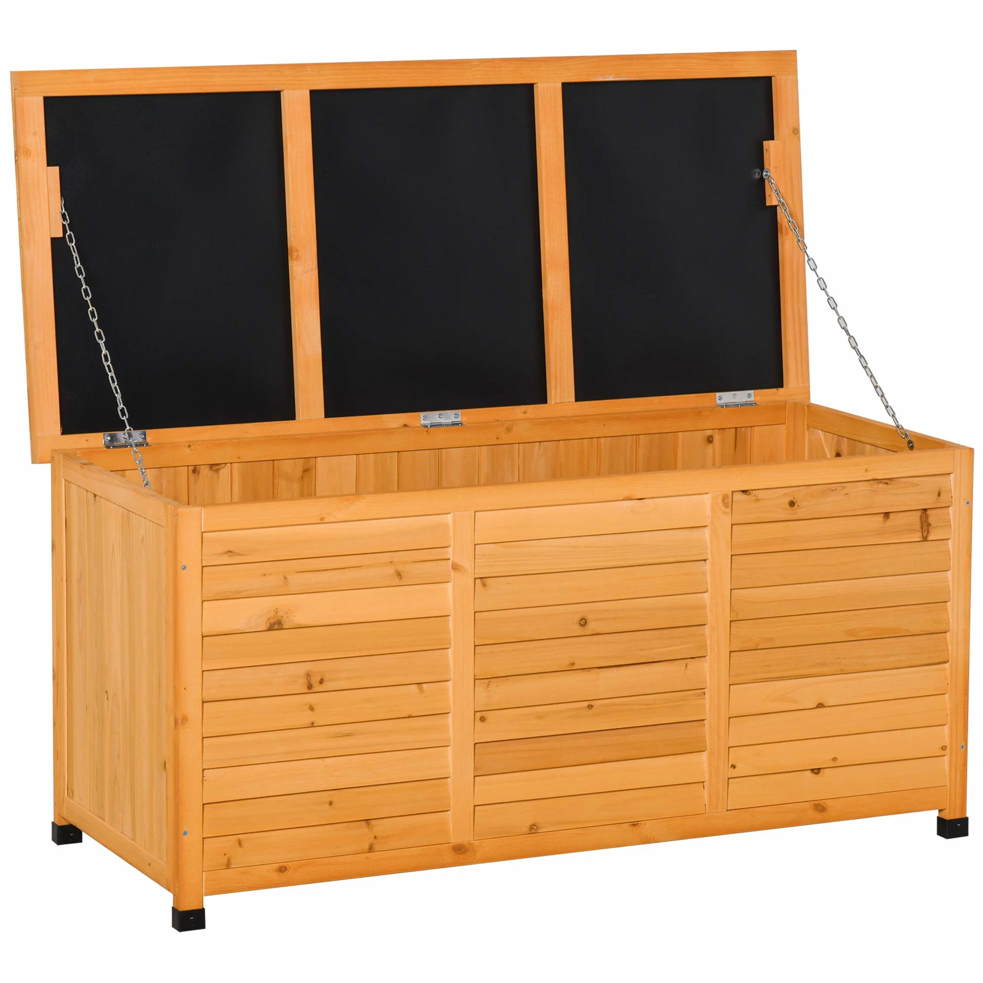 Outsunny Baúl de Almacenaje Exterior 284L Arcón de Jardín Impermeable Madera 127x56x60 cm