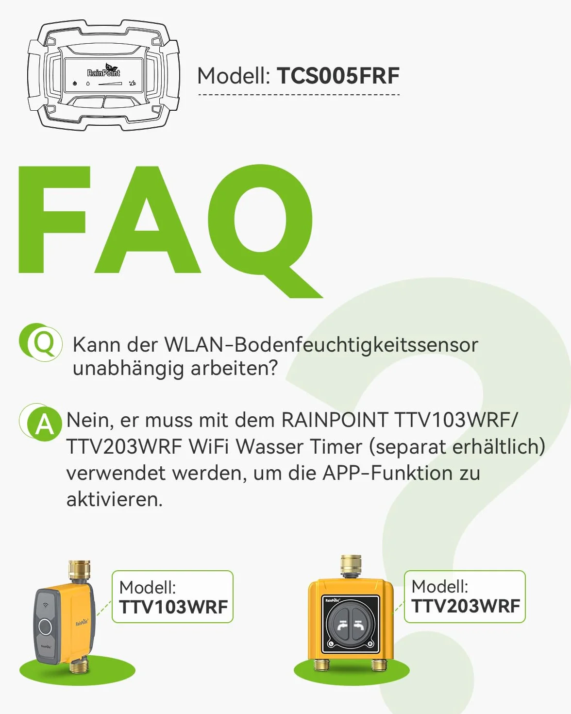 RAINPOINT Sensor de Humedad del Suelo WiFi TCS005FRF
