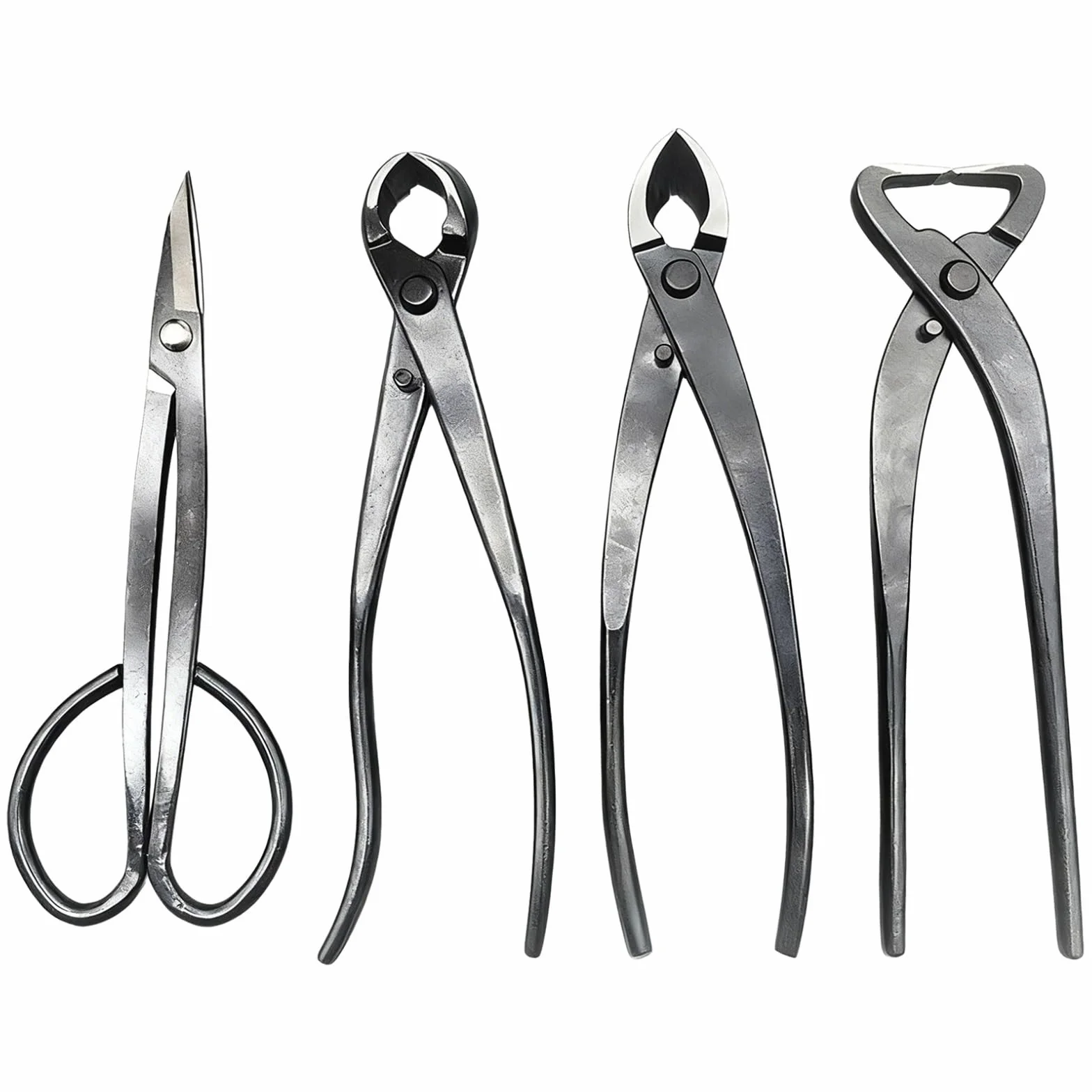 Juego de herramientas para bonsái para principiantes, 4 piezas de acero al carbono, kit de jardinería con revestimiento negro con cortador de perilla de 8.3 pulgadas, cortador oblicuo