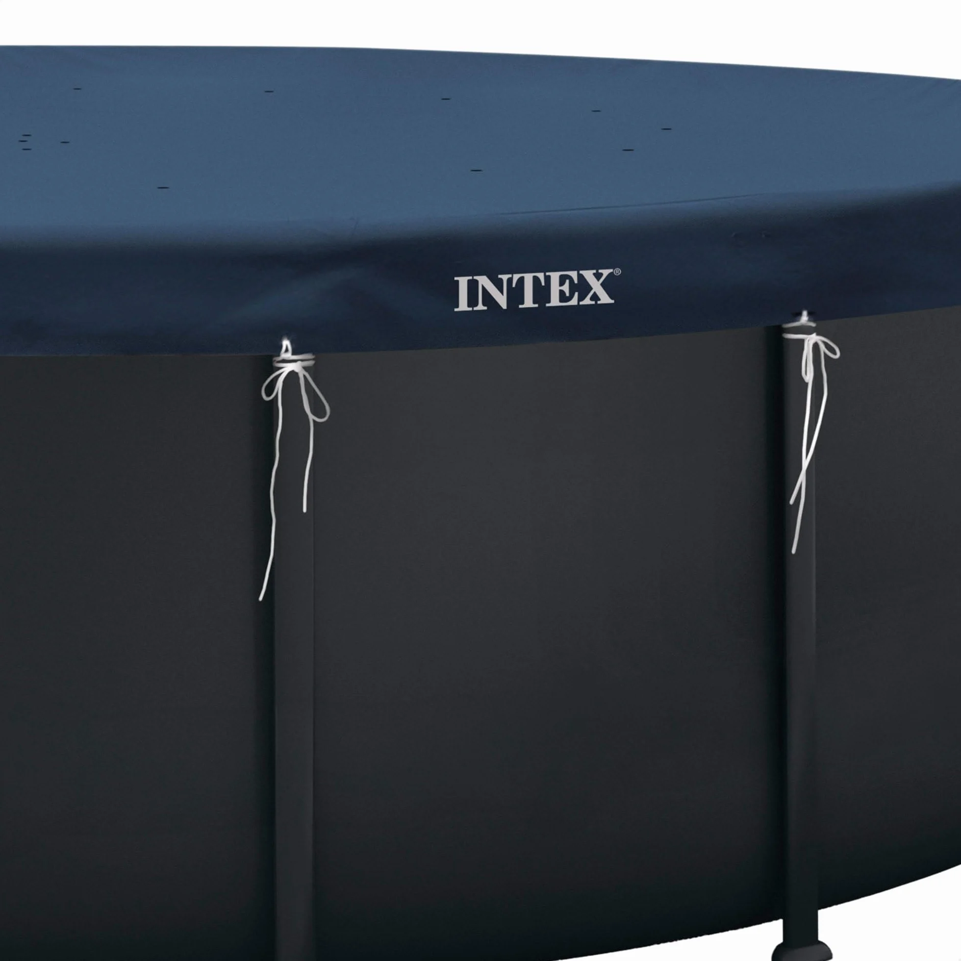 Intex Cobertor Piscina Redonda 5,49 m Azul Oscuro Funda Protectora Circular con Cordón y Drenaje 58016
