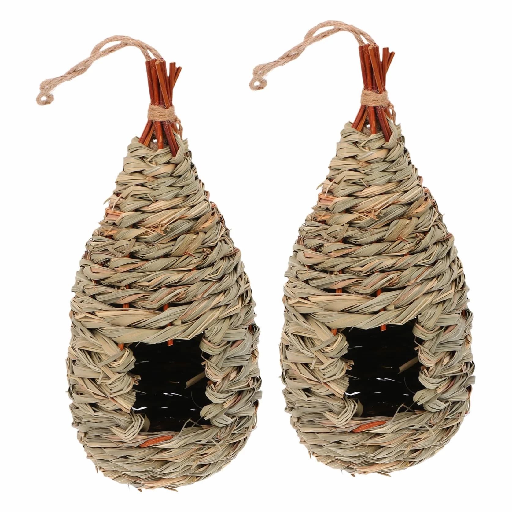 VANZACK 6piezas Casita De Pájaros Tejida Mano Nido para Aves De Césped Natural Decoración Creativa y Acogedora para Jardín y Balcón