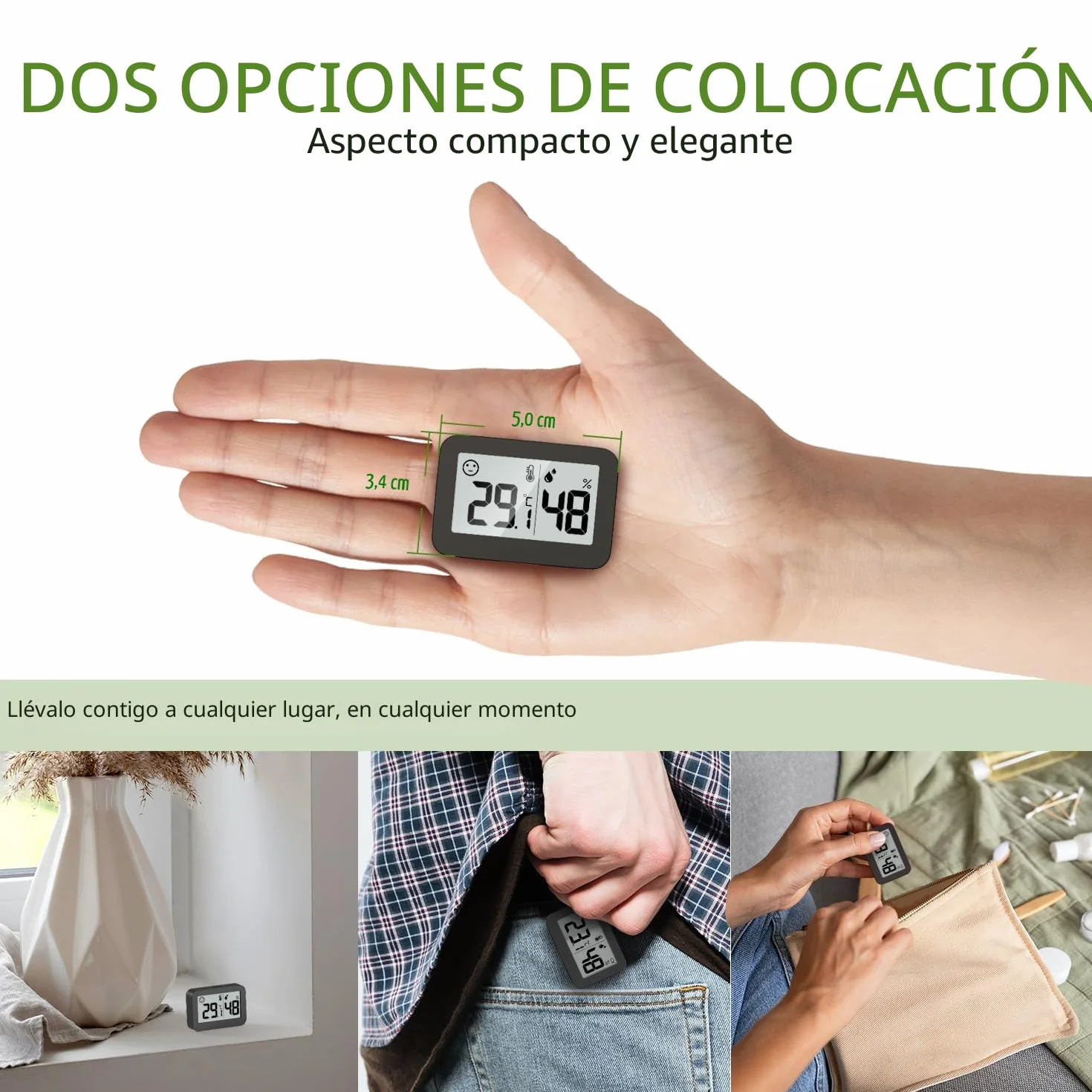 Doomay Mini Higrómetro Termómetro Interior, Medidor de Humedad Digital con Botón de Interruptor Celsius Fahrenheit, Monitor de Temperatura