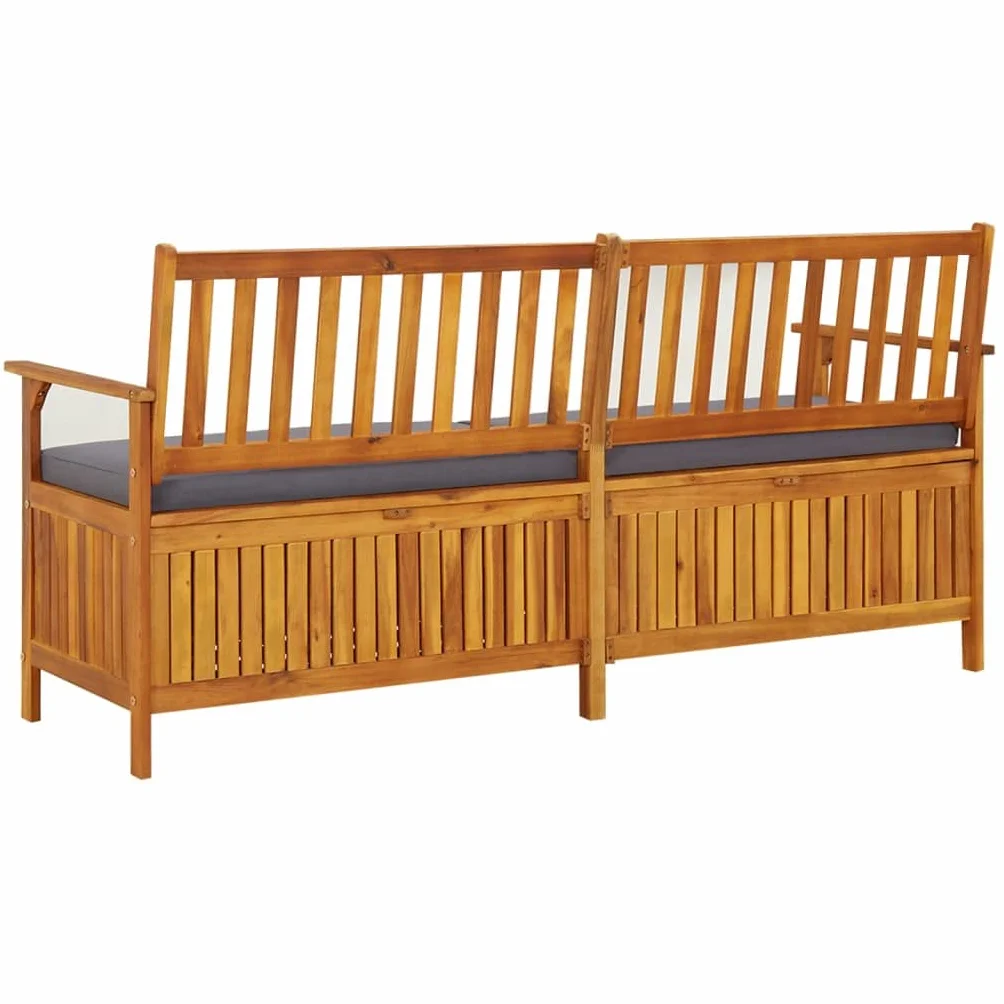 vidaXL Banco de Almacenaje con Cojín Madera Maciza de Acacia 170 cm