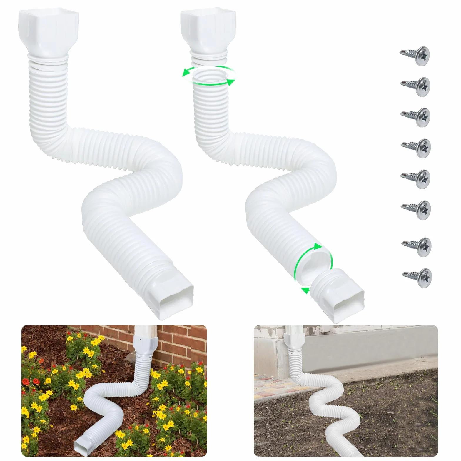 Extensiones de canalón de lluvia flexibles 150 cm circular extensible bajante conector