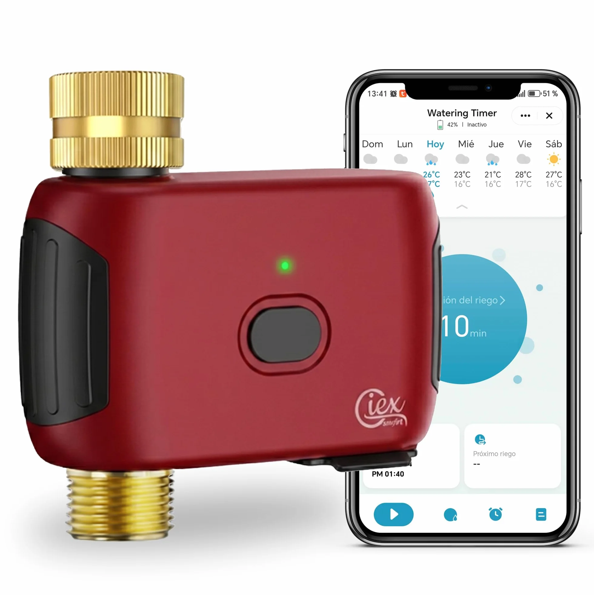 GIEX Temporizador de riego WiFi Programador inteligente para grifo de jardín Alexa Google Assistant