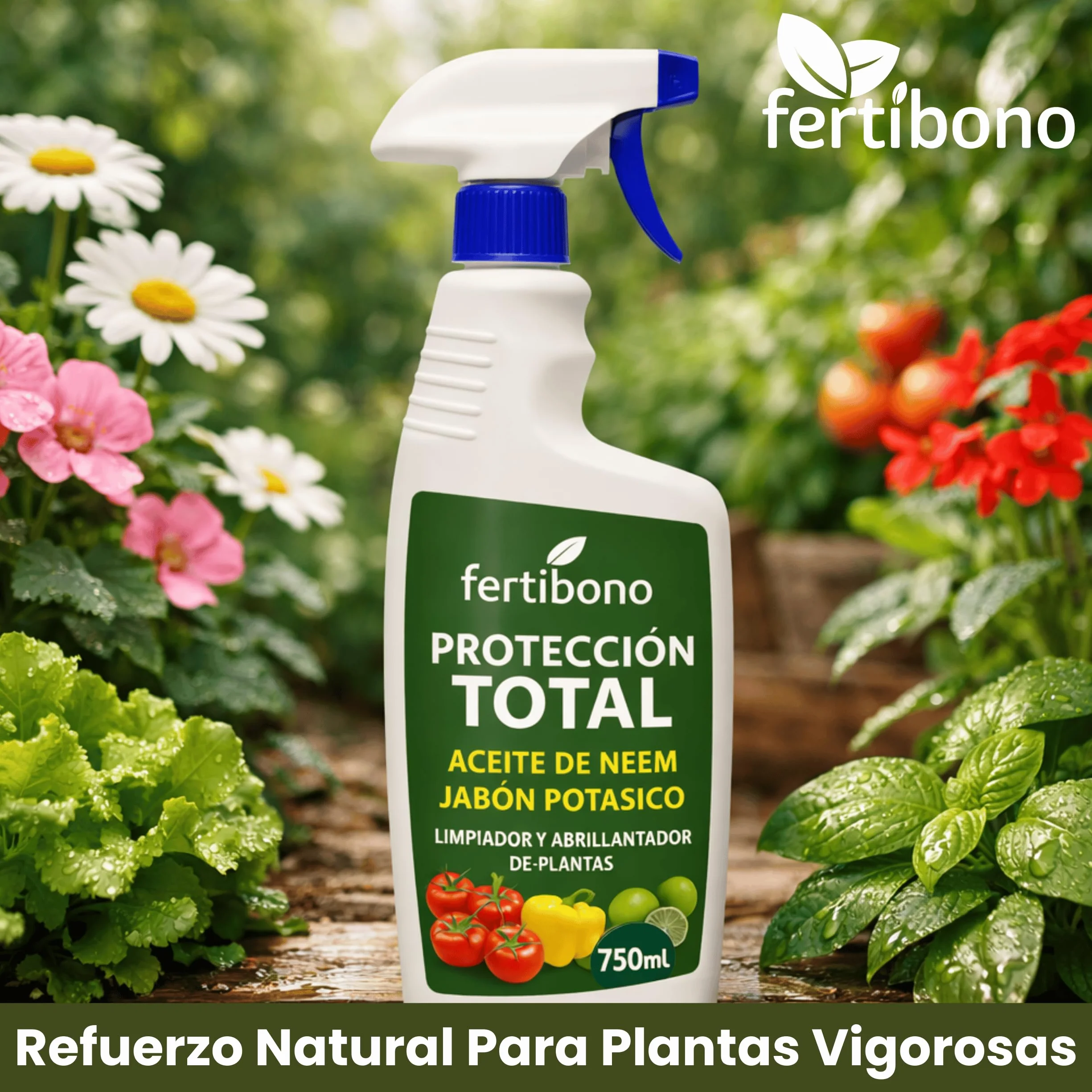 FERTIBONO Jabón Potásico y Aceite de Neem 750ml Cuidado Natural para Plantas