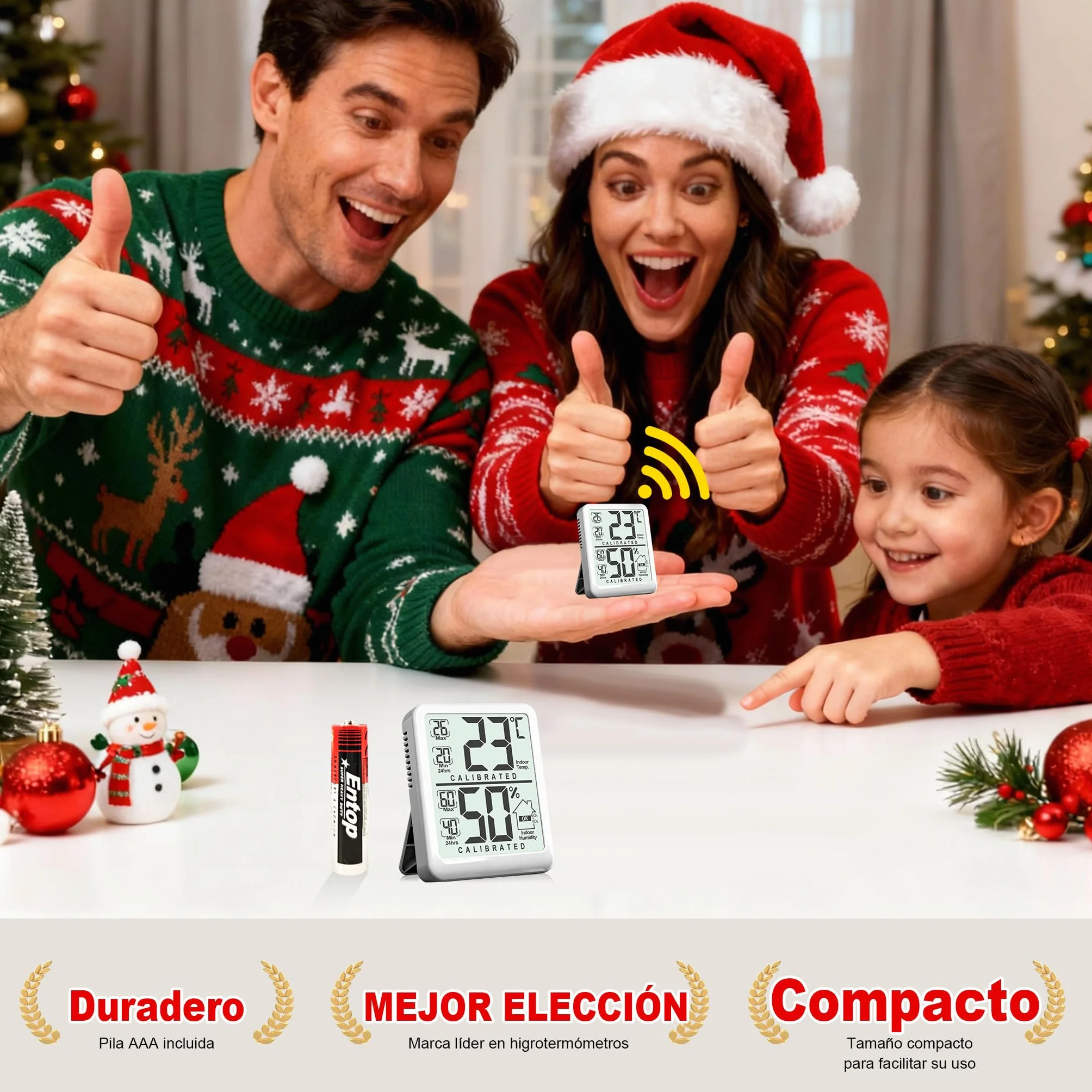 Antonki Termómetro Higrómetro Digital Interior Medidor Humedad Temperatura Máximo/Mínimo Hogar Plantas