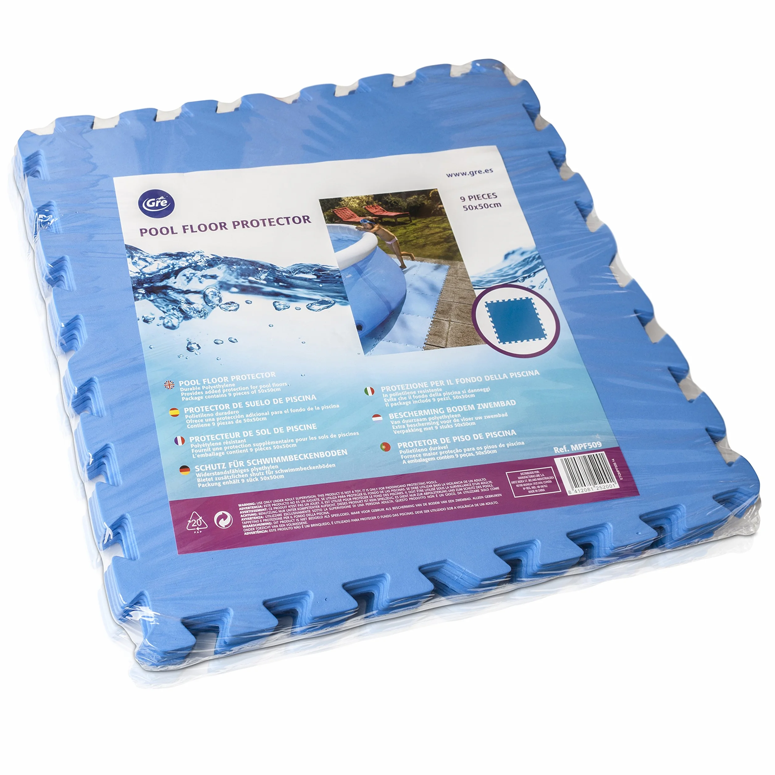 Protector de Suelo para Piscina EVA Azul 9 Piezas 4.5 mm MPF509Z