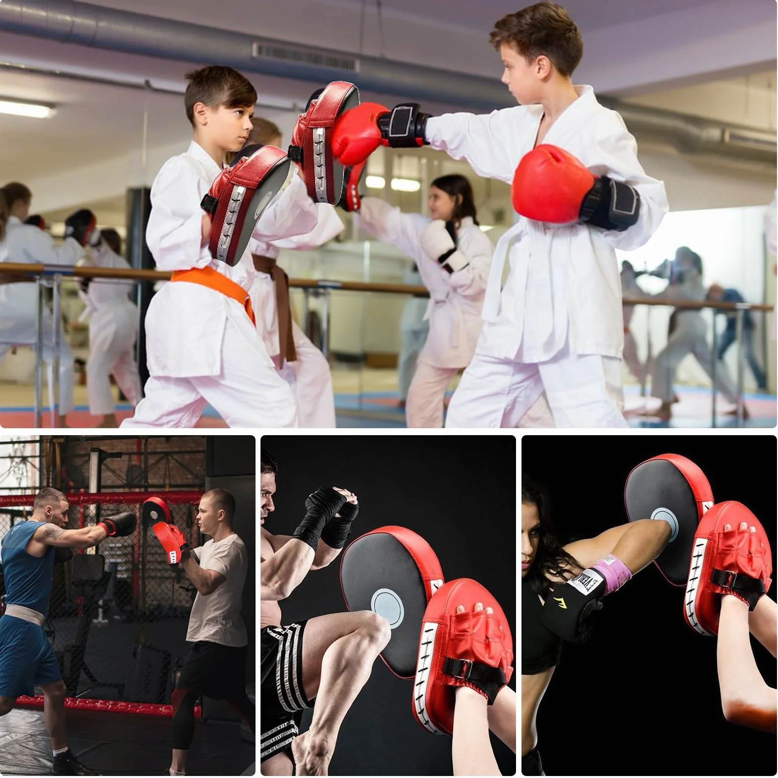 Boxeo Almohadillas de Boxeo Paos Muay Thai Cuero Curvadas Taekwondo Pads