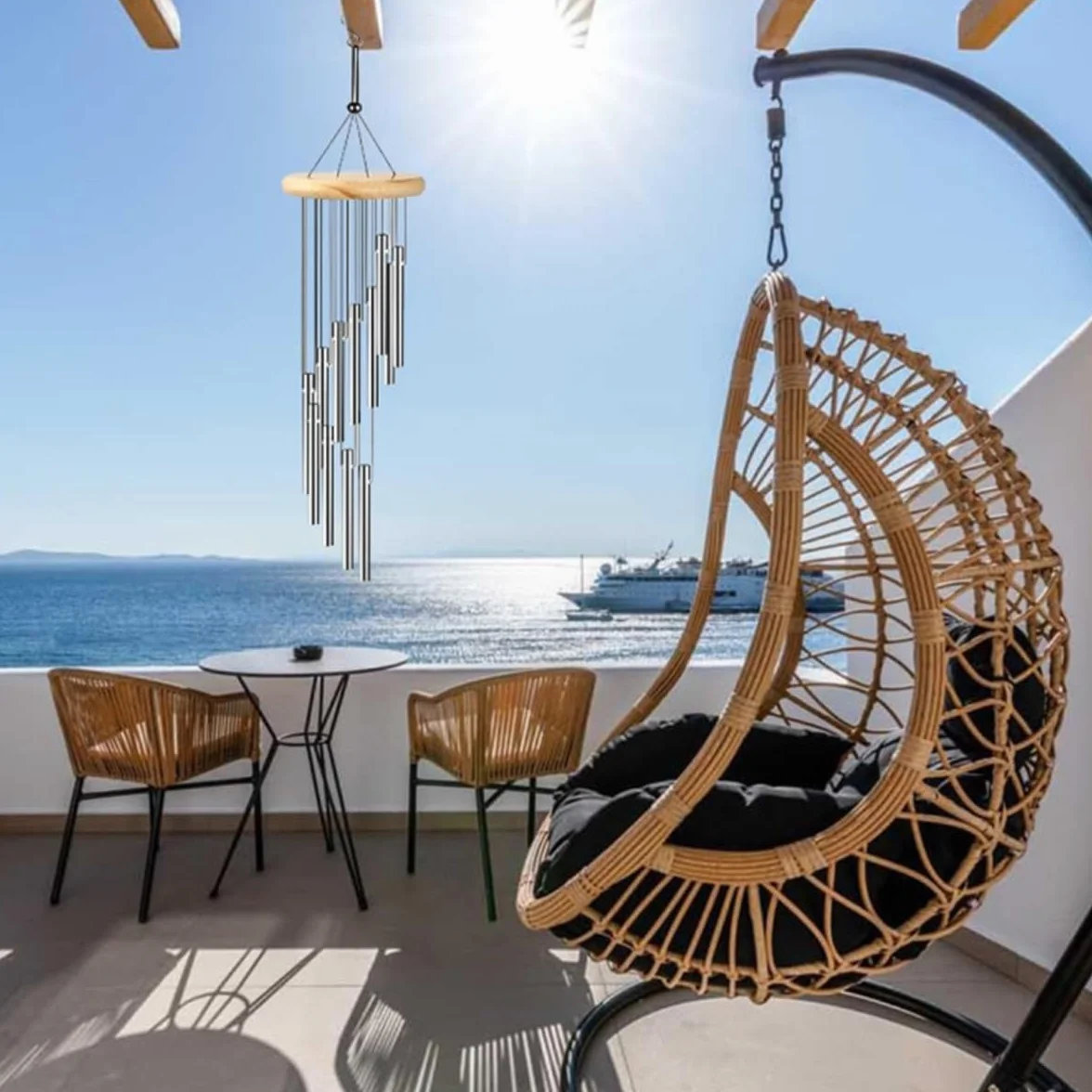 Carillón de Viento Exterior de Metal 12 Tubos para Jardín Balcón Decoración