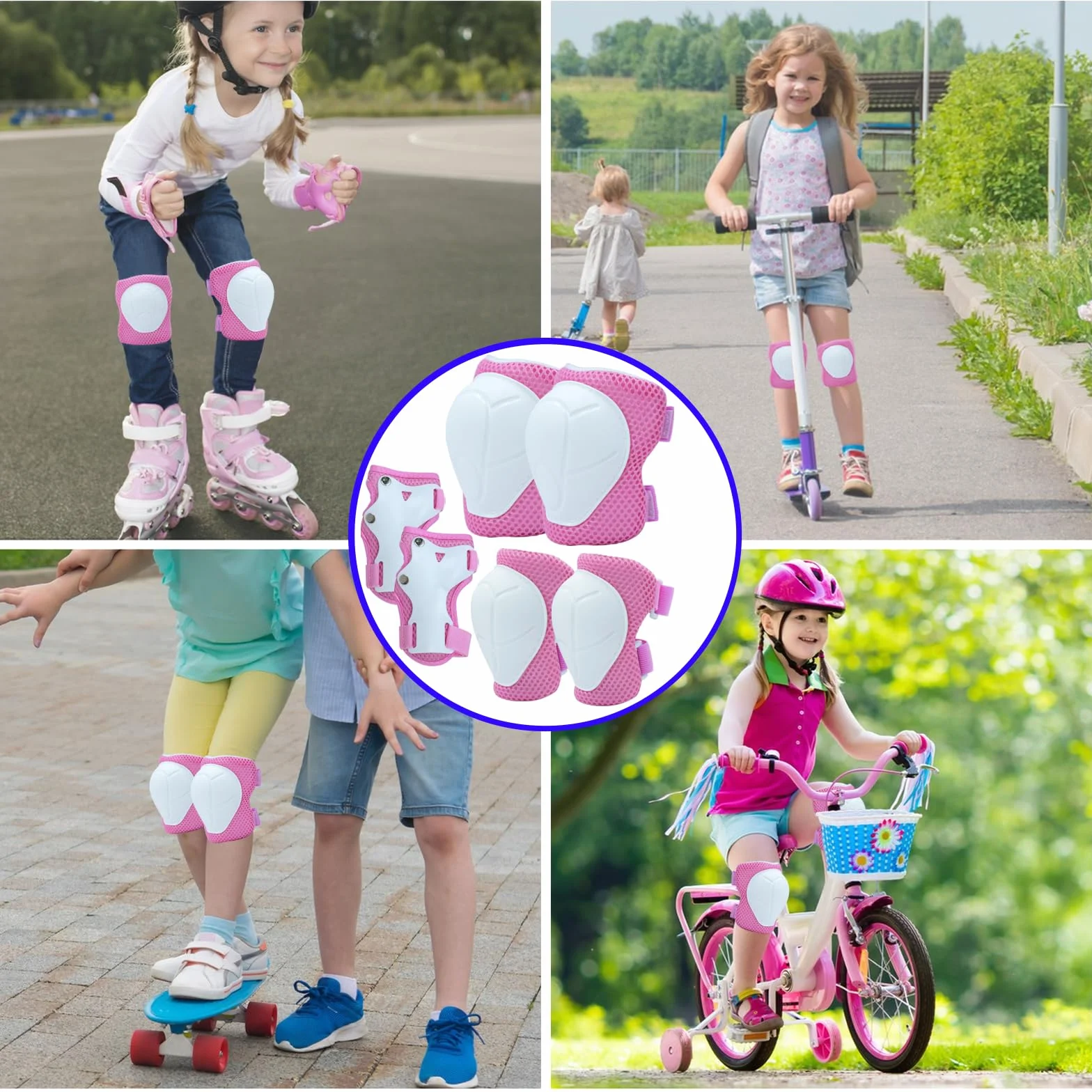Rodilleras Niño 6 en 1 Protectores Patinaje Infantil Ajustables Coderas Muñequeras
