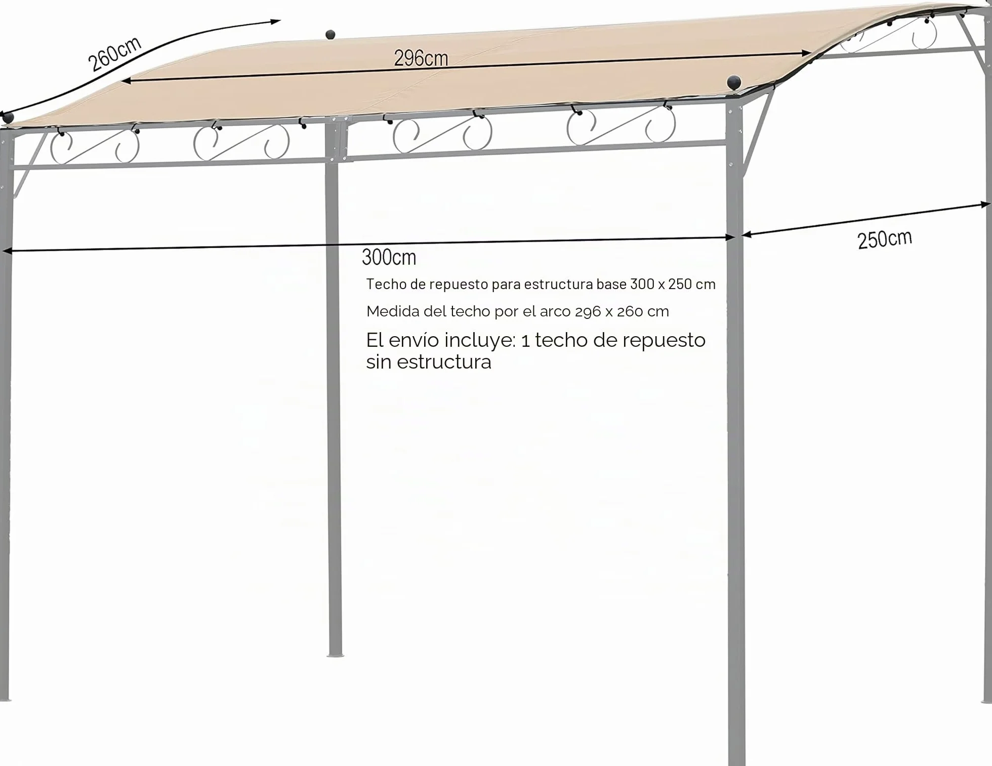 QUICK STAR Techo de Repuesto para pérgola 250 x 300 cm Beige
