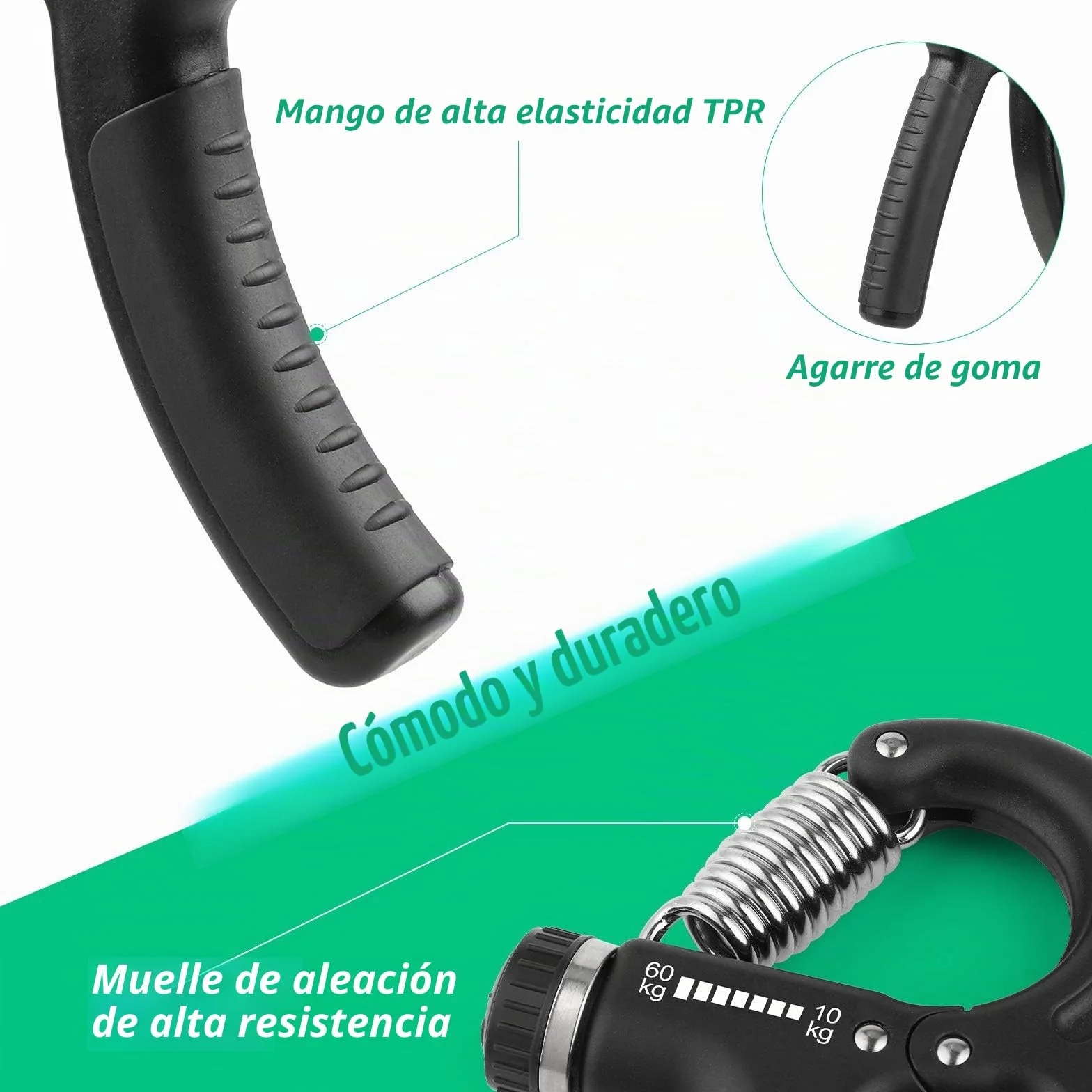 NIYIKOW Hand Grip Fortalecedor de Agarre Ajustable 10-60kg Antideslizante para Músicos Atletas