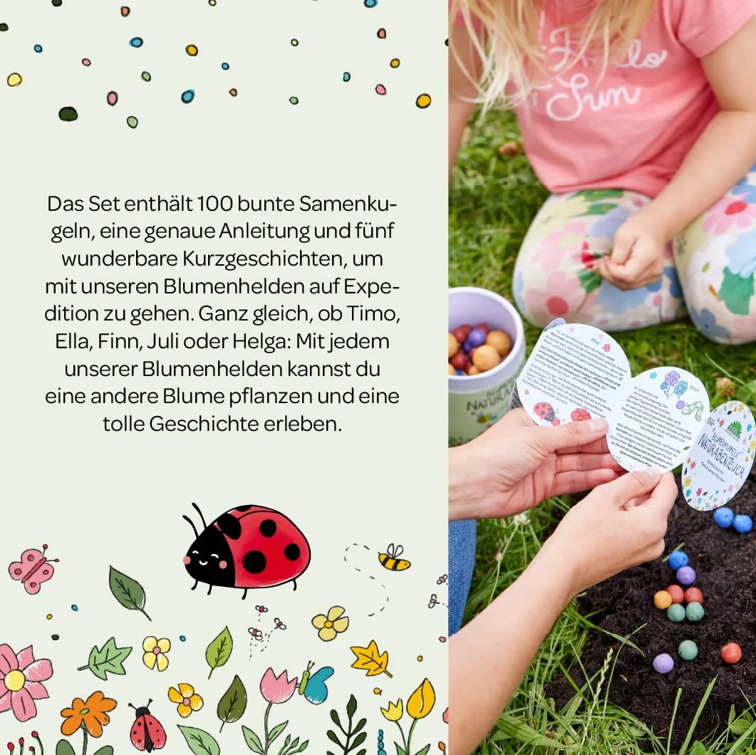 Canicas de flores de colores Mi aventura en la naturaleza enrolladas a mano ecológicas duraderas 2 años regalo niños