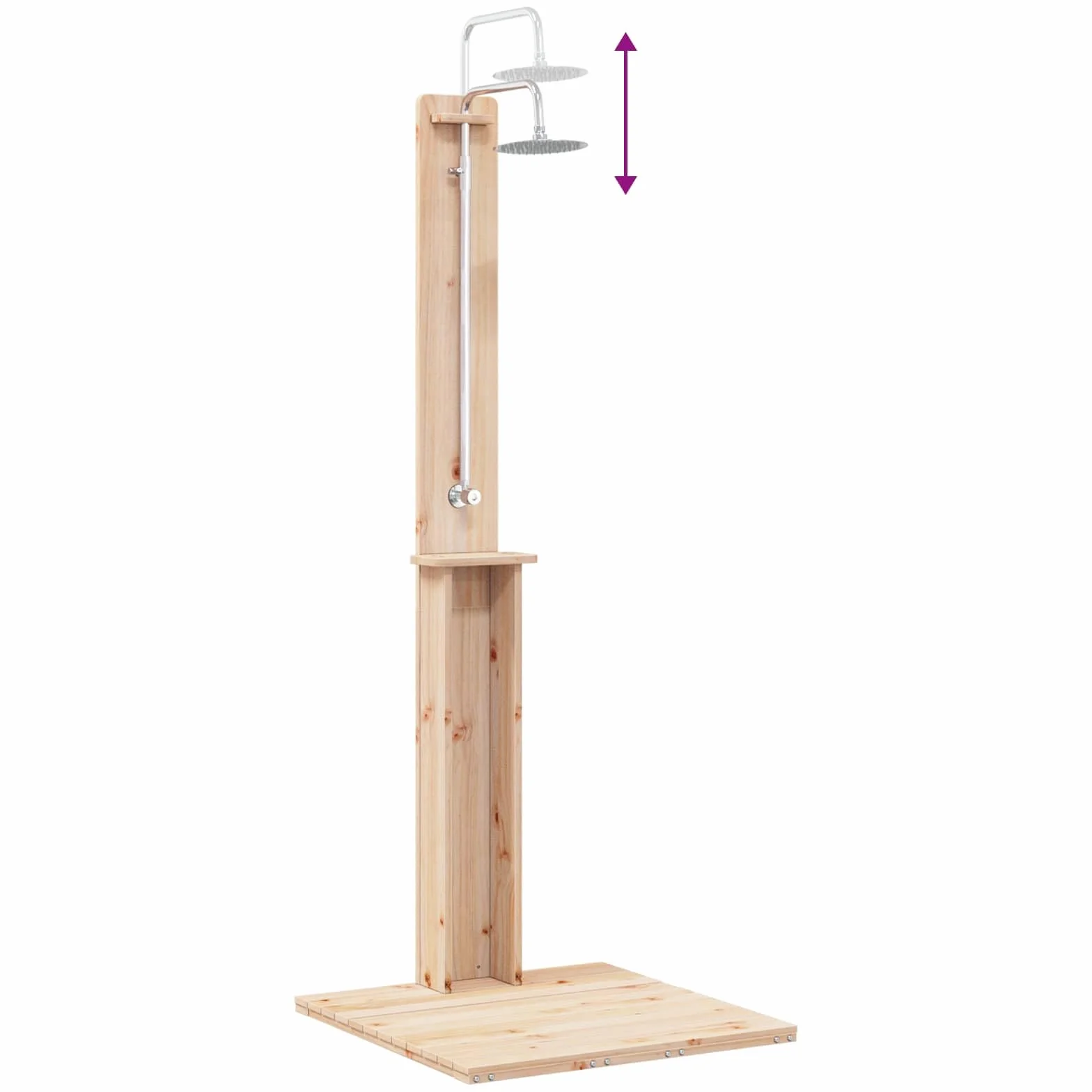 vidaXL Ducha Exterior Natural Pino Macizo 75x76x217 cm Independiente Moderna para Jardín Terraza Resistente al Clima