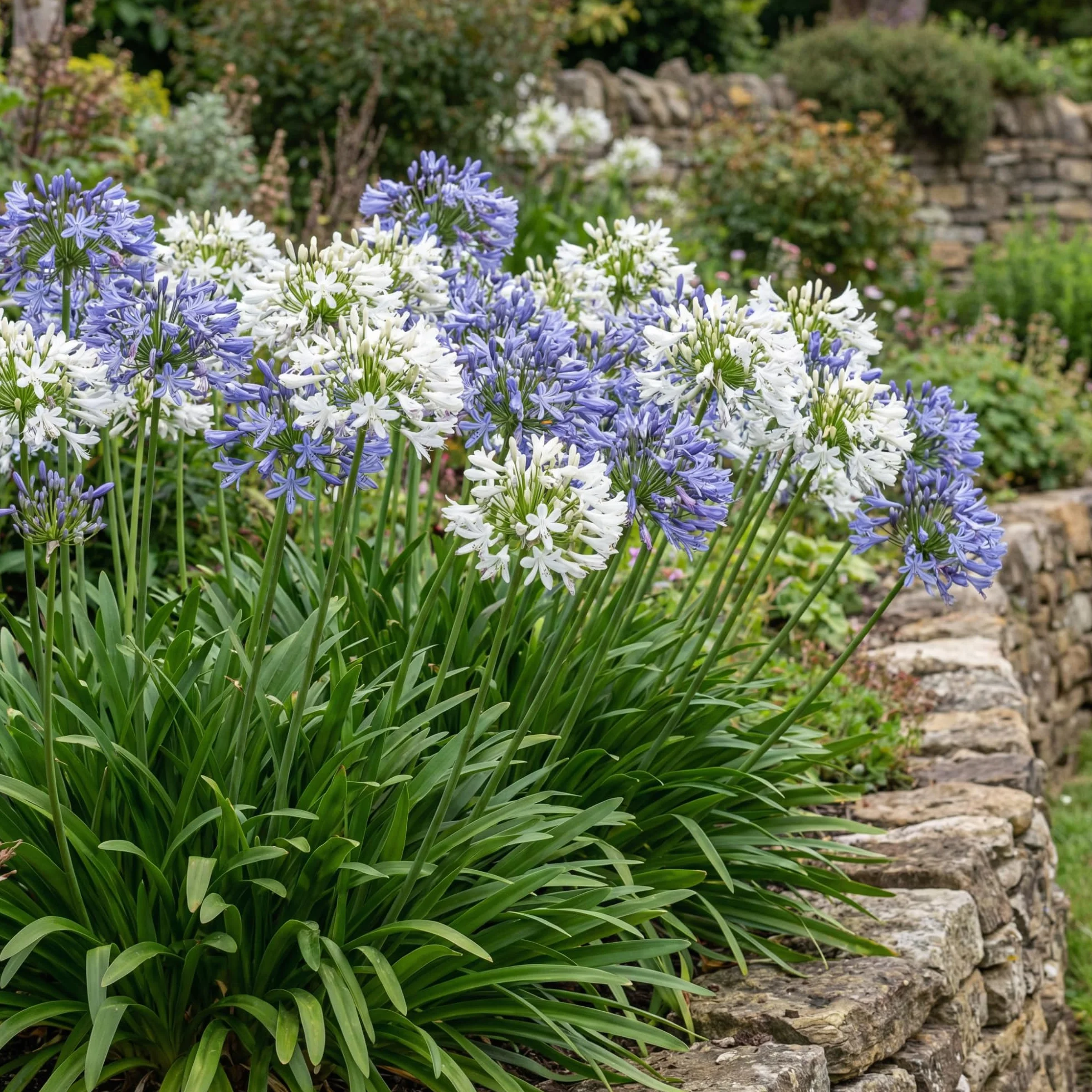 Agapanthus Africanus Azul y Blanco Torbellino - 4 Plantas - Plantas Naturales Exterior de Holanda - Resistentes - Decoracion Jardin y Balcón