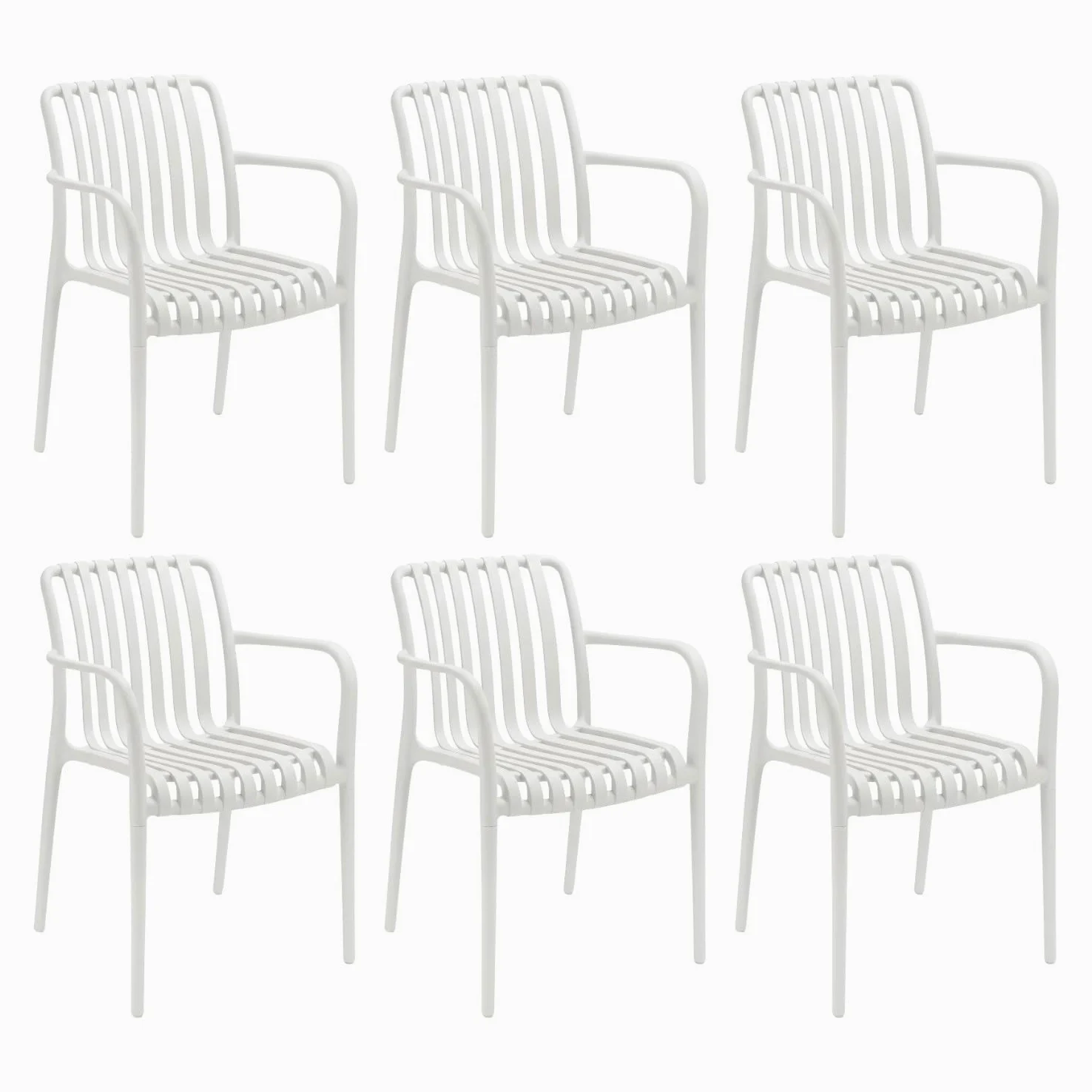7H SEVEN HOUSE Pack de 6 Sillas Apilables de Exterior con Reposabrazos Kaia en Polipropileno 7house | Práctico y Ligero