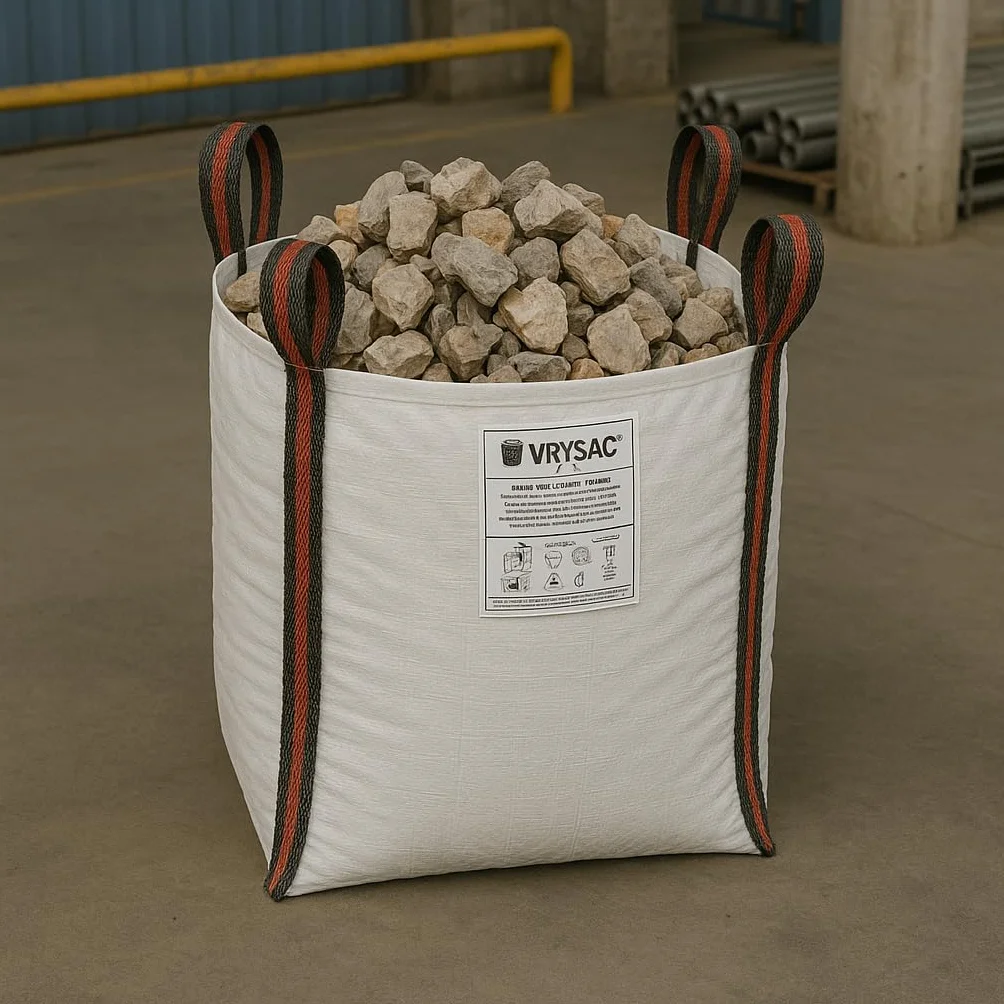 Big Bag 1000 kg 85x85x90 cm 4 asas 40 cm SF 6:1 saco escombros pack 2