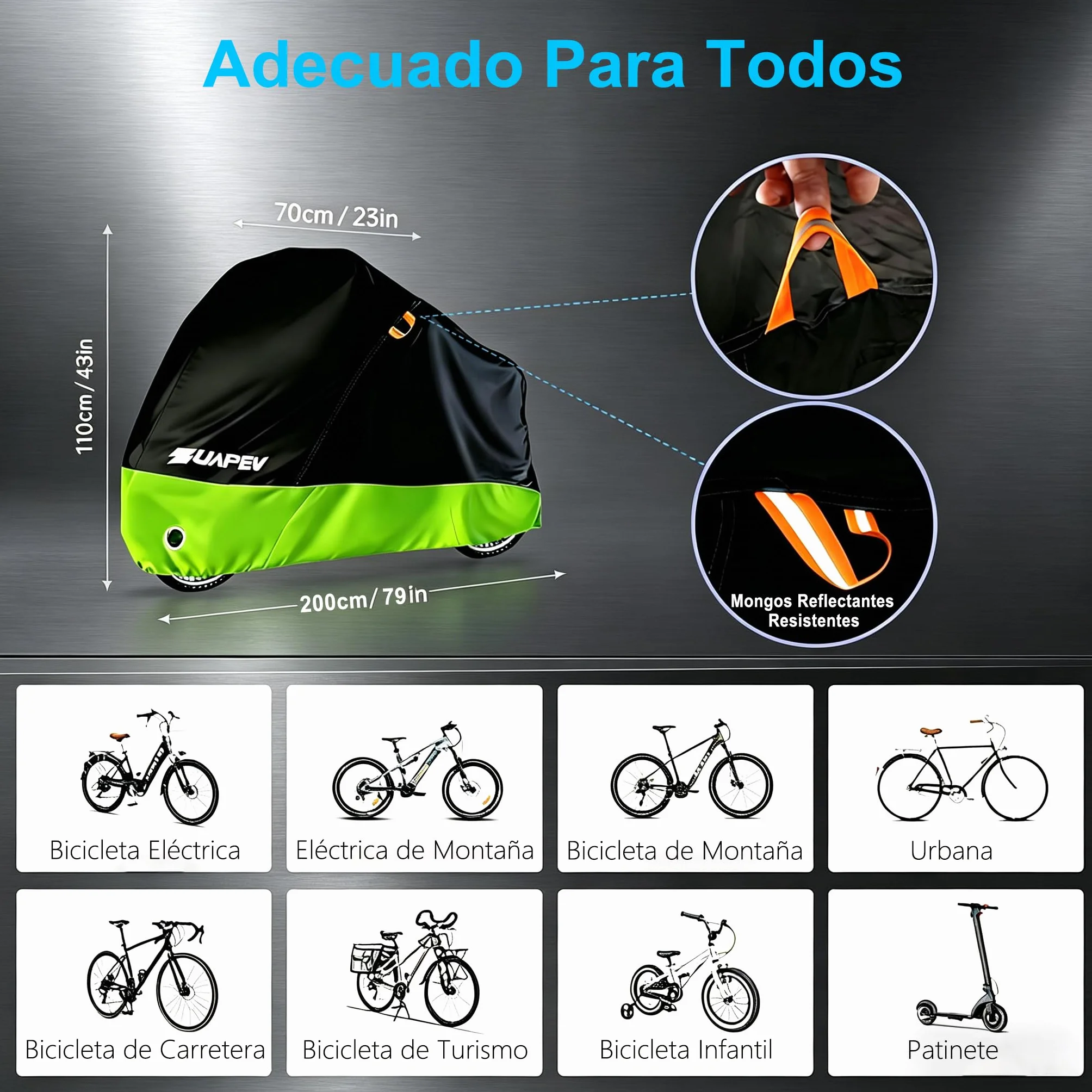 ZUAPEV® Funda Bicicleta Exterior Impermeable 210D Poliéster Cubre Bici Montaña/Carretera/Eléctrica