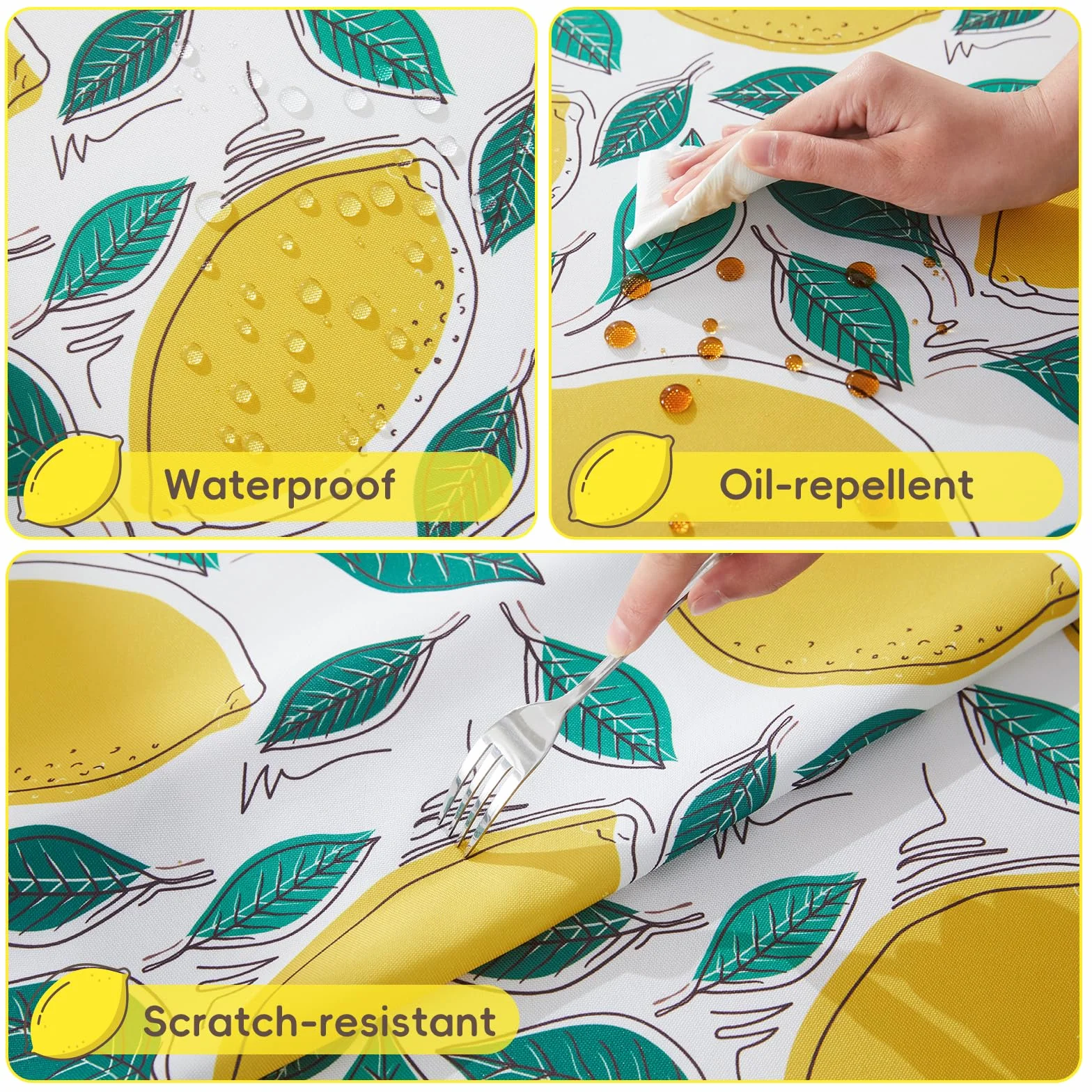 SUCHDECO Mantel redondo para exteriores 150 cm impermeable floral con agujero para sombrilla y cremallera lavable amarillo limón