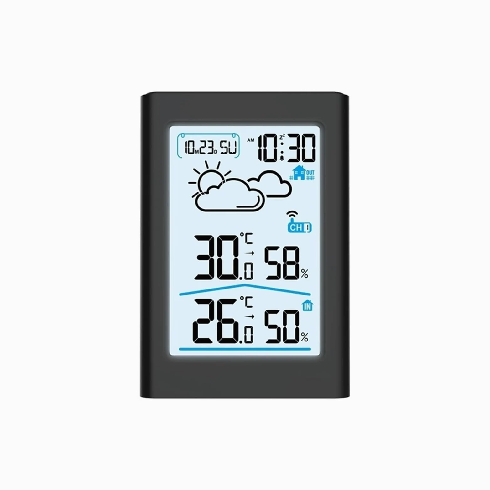Estación meteorológica, Estación meteorológica inalámbrica de pantalla grande, herramienta higrómetro termómetro digital(Nero)