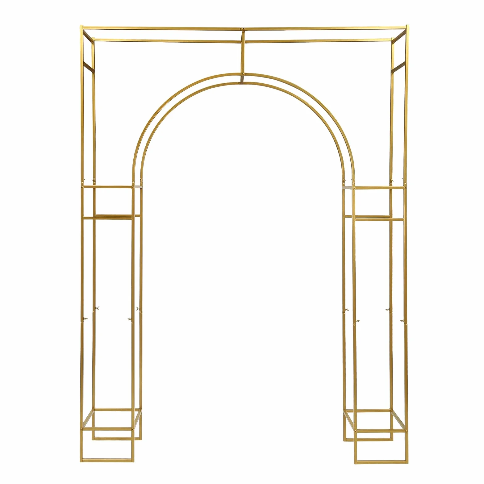 Arco de boda dorado metálico doble soporte ceremonia diseño moderno montaje rápido