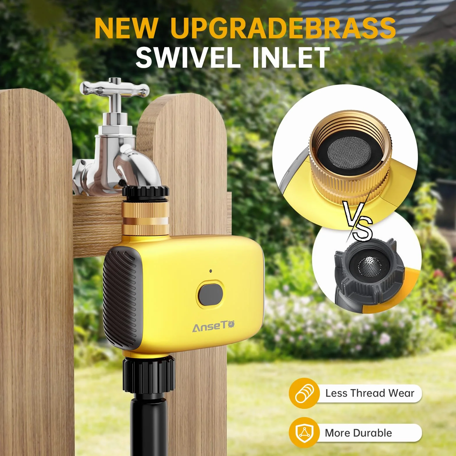 Programador de Riego WiFi con Concentrador, Entrada de Latón, Temporizador Automático de Riego con Retardo por Lluvia para Jardín Invernadero Césped