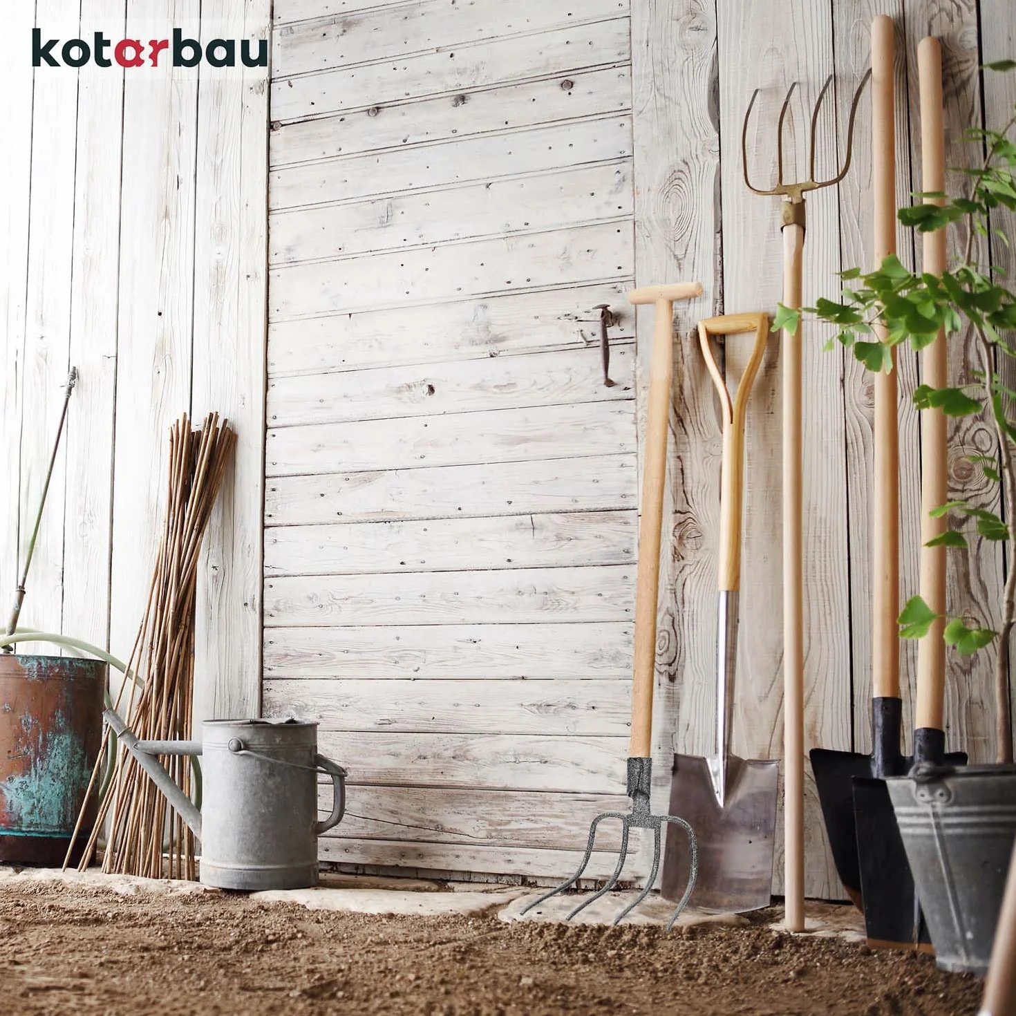 KOTARBAU Horca Curva de 4 Dientes Agrícola para Jardín y Establo
